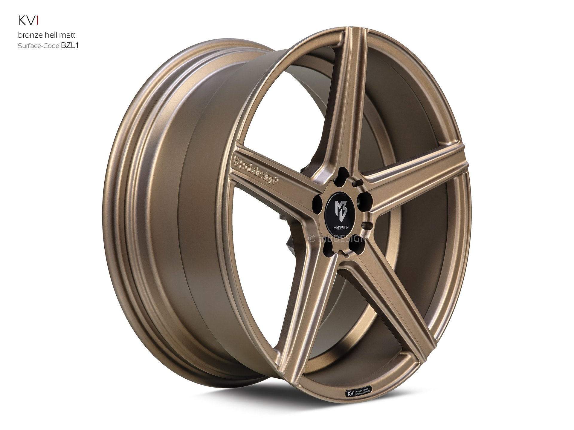 mbDESIGN KV1 Schmiederad 9x20 konkaves Design in Bronze hell matt – Perspektive 2