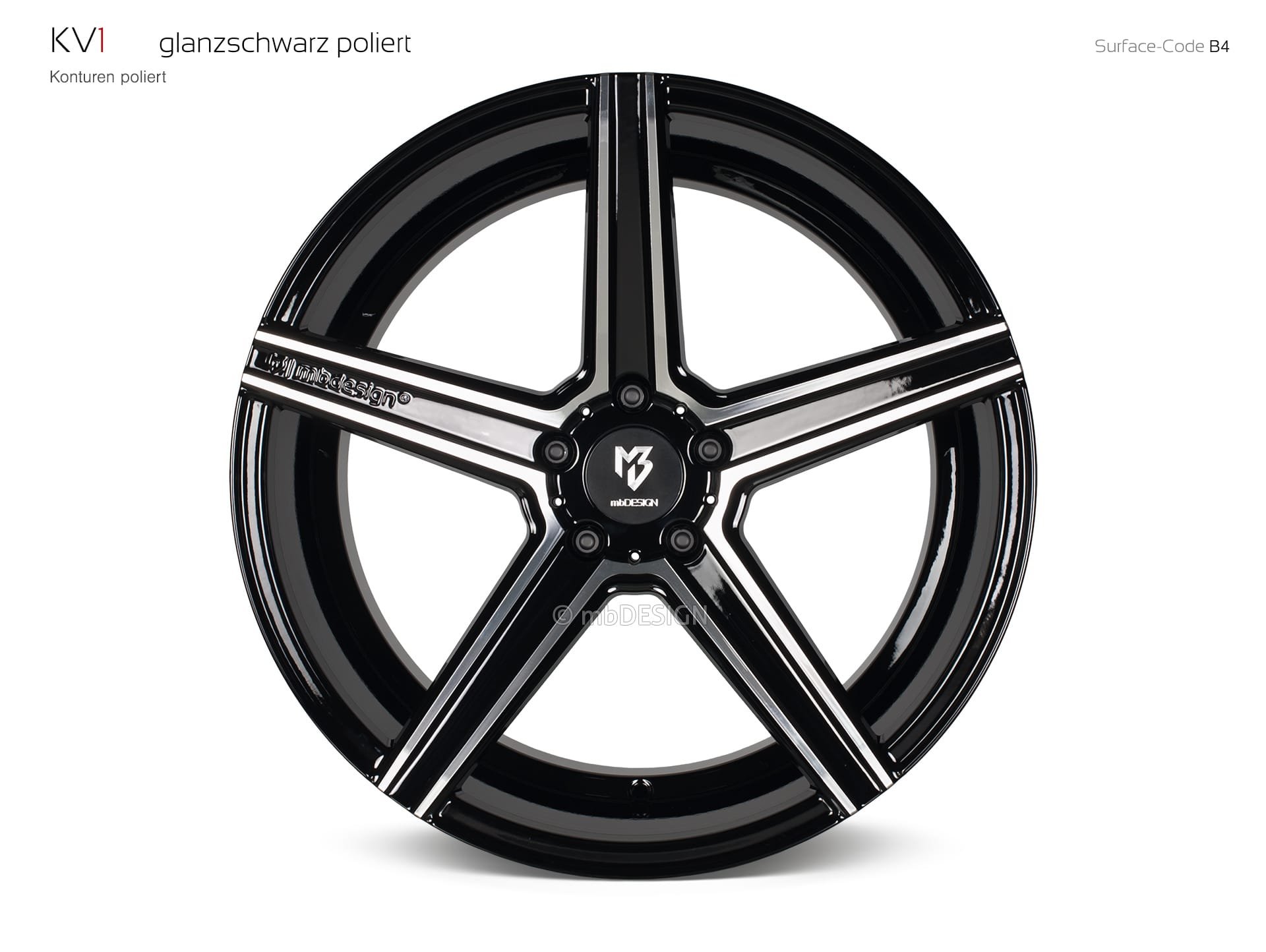 mbDESIGN KV1 forged wheel 10,5x20 stark konkaves Design (DC) in gloss black polished – view 0