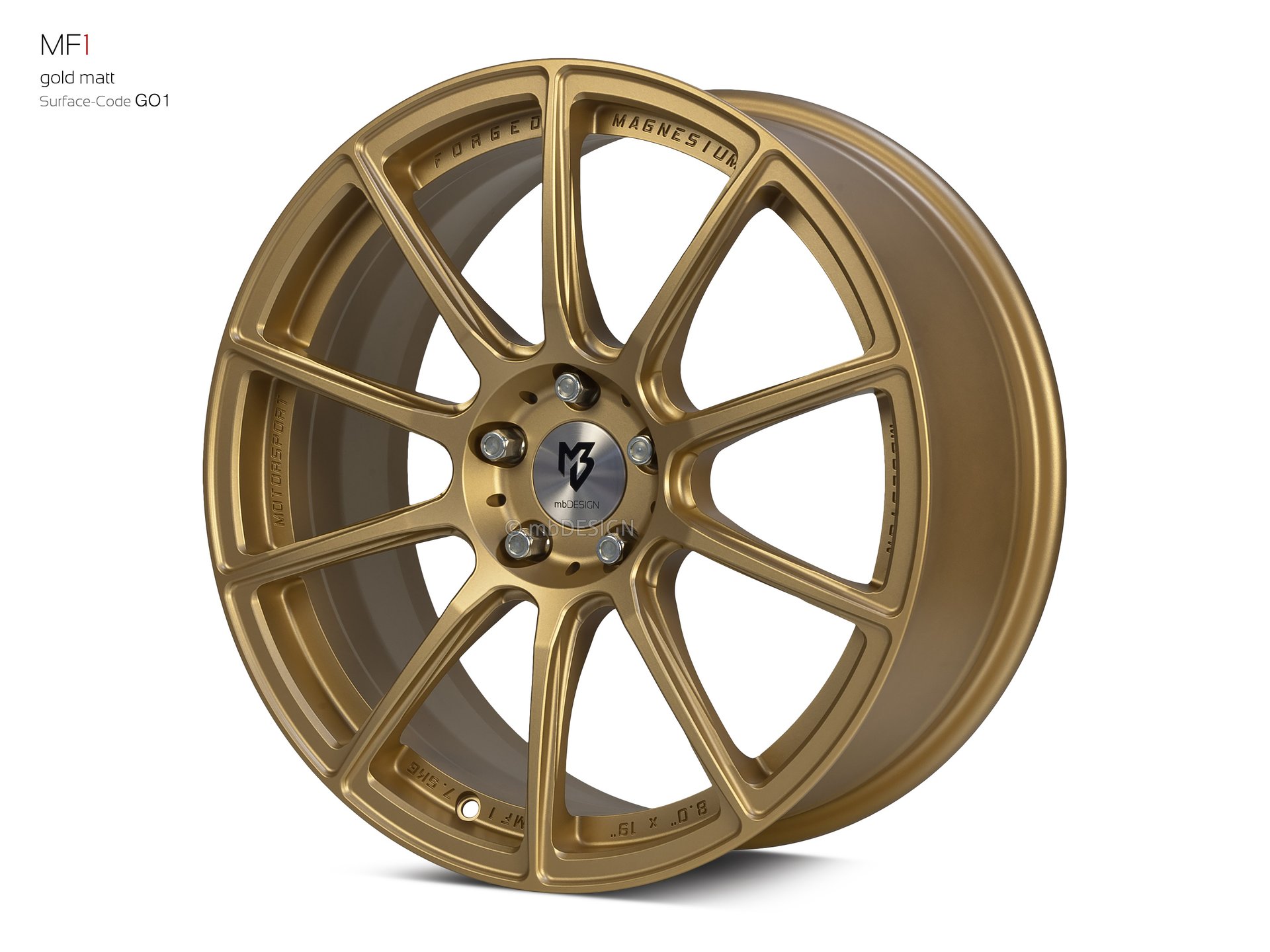 mbDESIGN MF1 forged wheel 8x19 in gold matt – view 2 Links