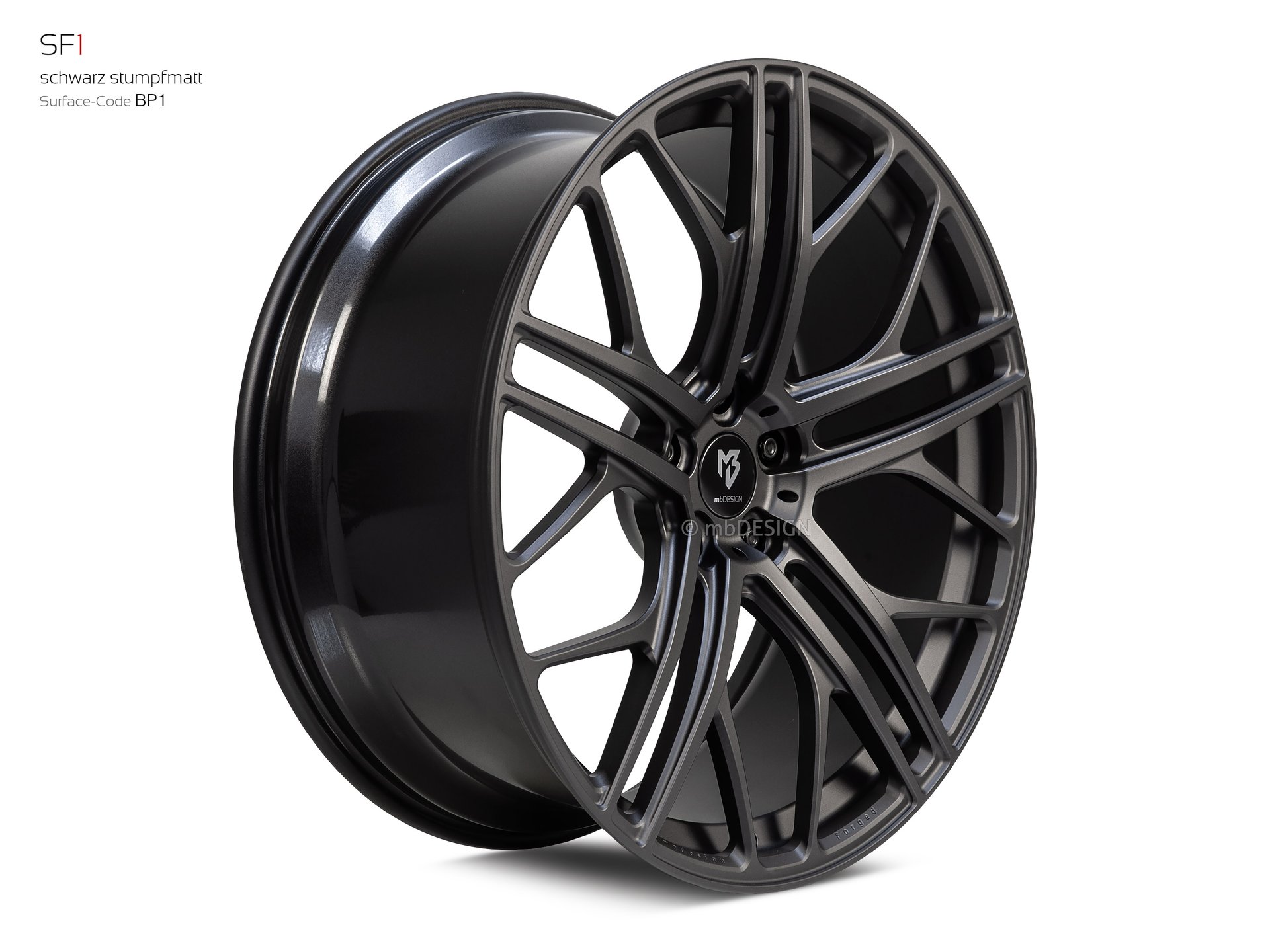 mbDESIGN SF1 forged wheel 10x24 konkaves Design in black flat matt – view 2