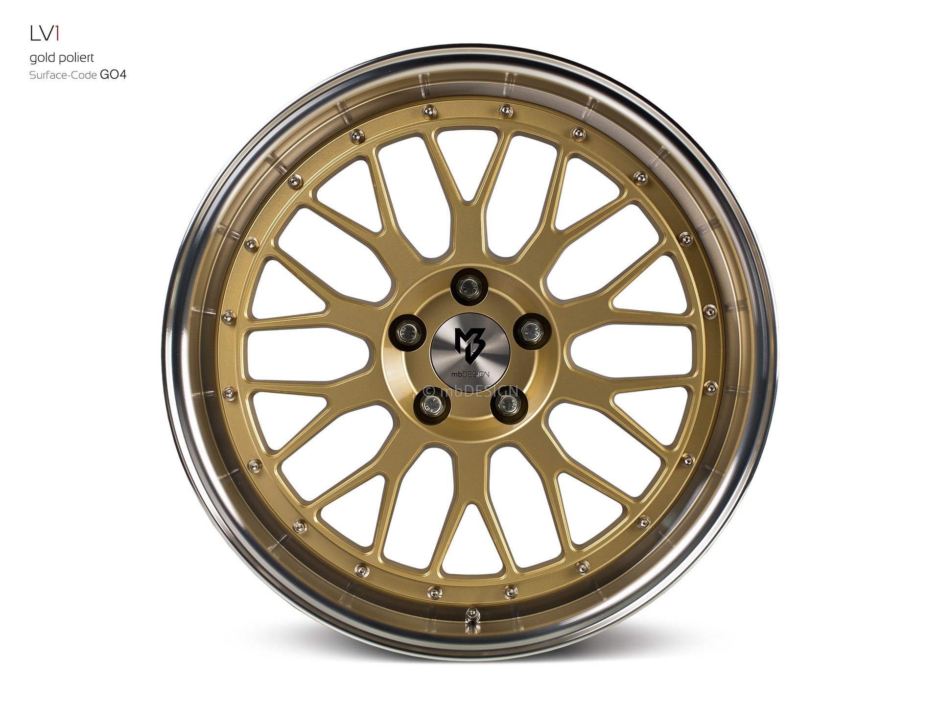 mbDESIGN LV1 forged wheel 8,5x19 in gold polished – view 0