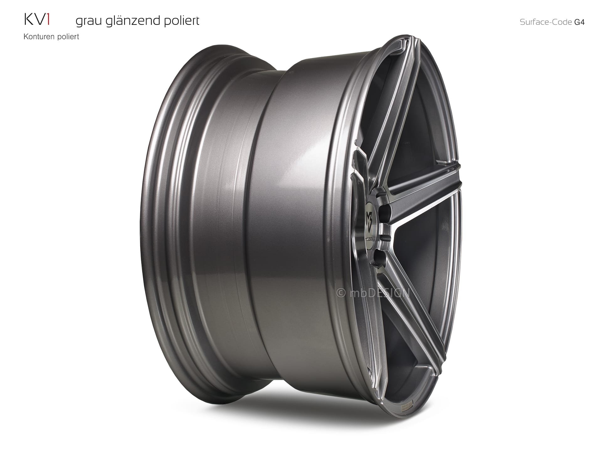 mbDESIGN KV1 forged wheel 10,5x20 stark konkaves Design (DC) in gloss grey polished – view 3