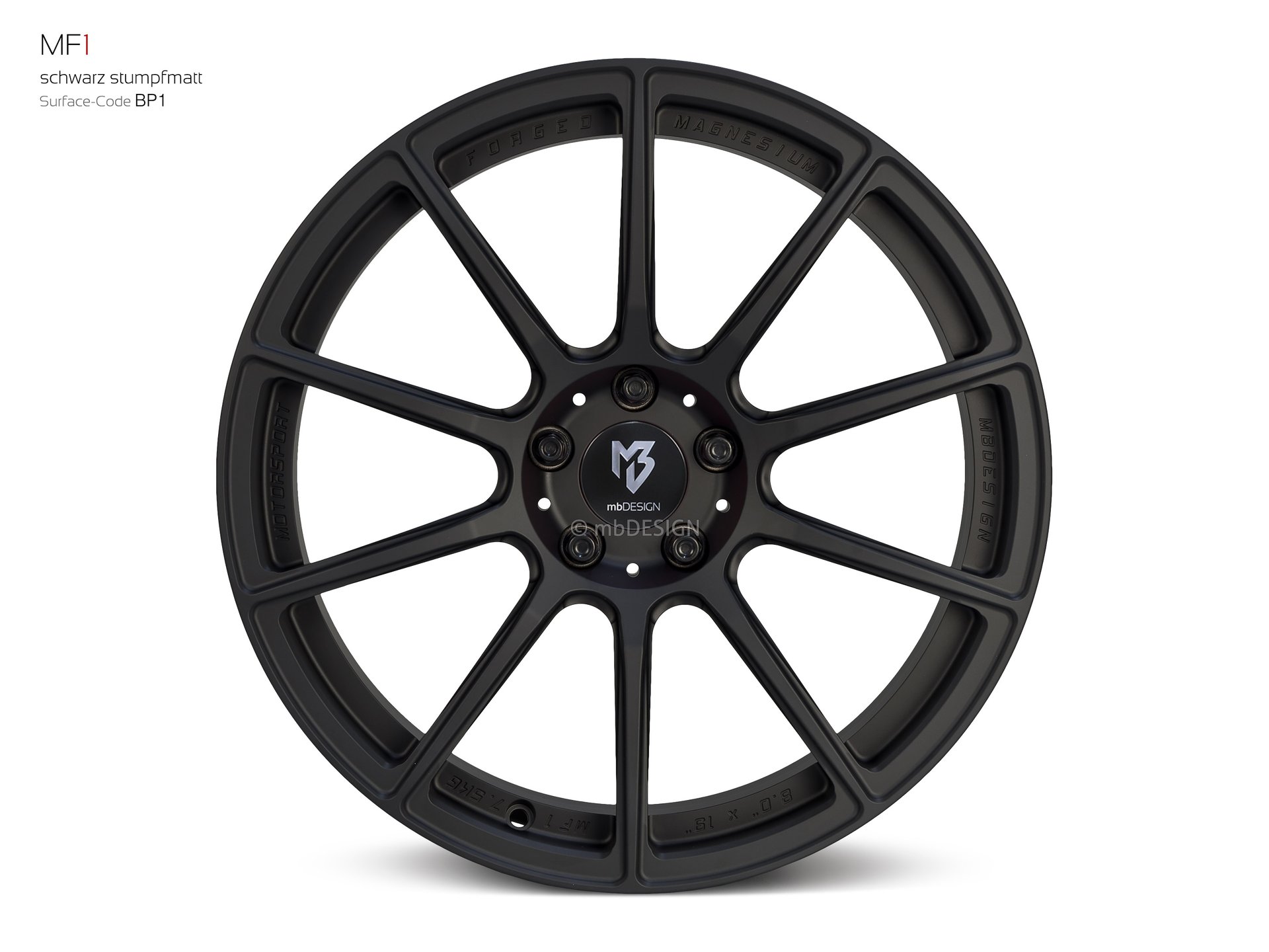 mbDESIGN MF1 forged wheel 8x19 in black flat matt – view 0