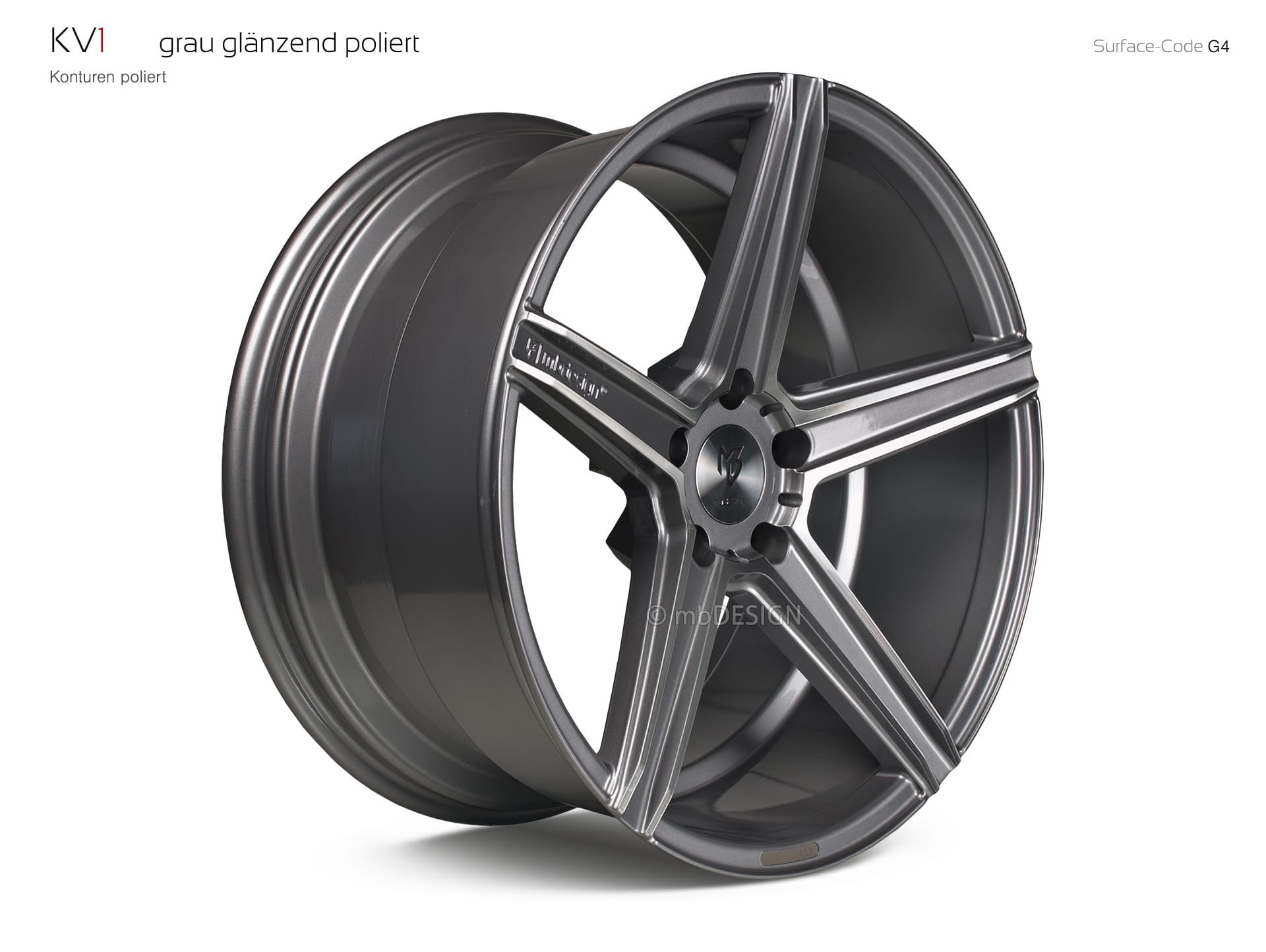 mbDESIGN KV1 forged wheel 10,5x20 stark konkaves Design (DC) in gloss grey polished – view 2