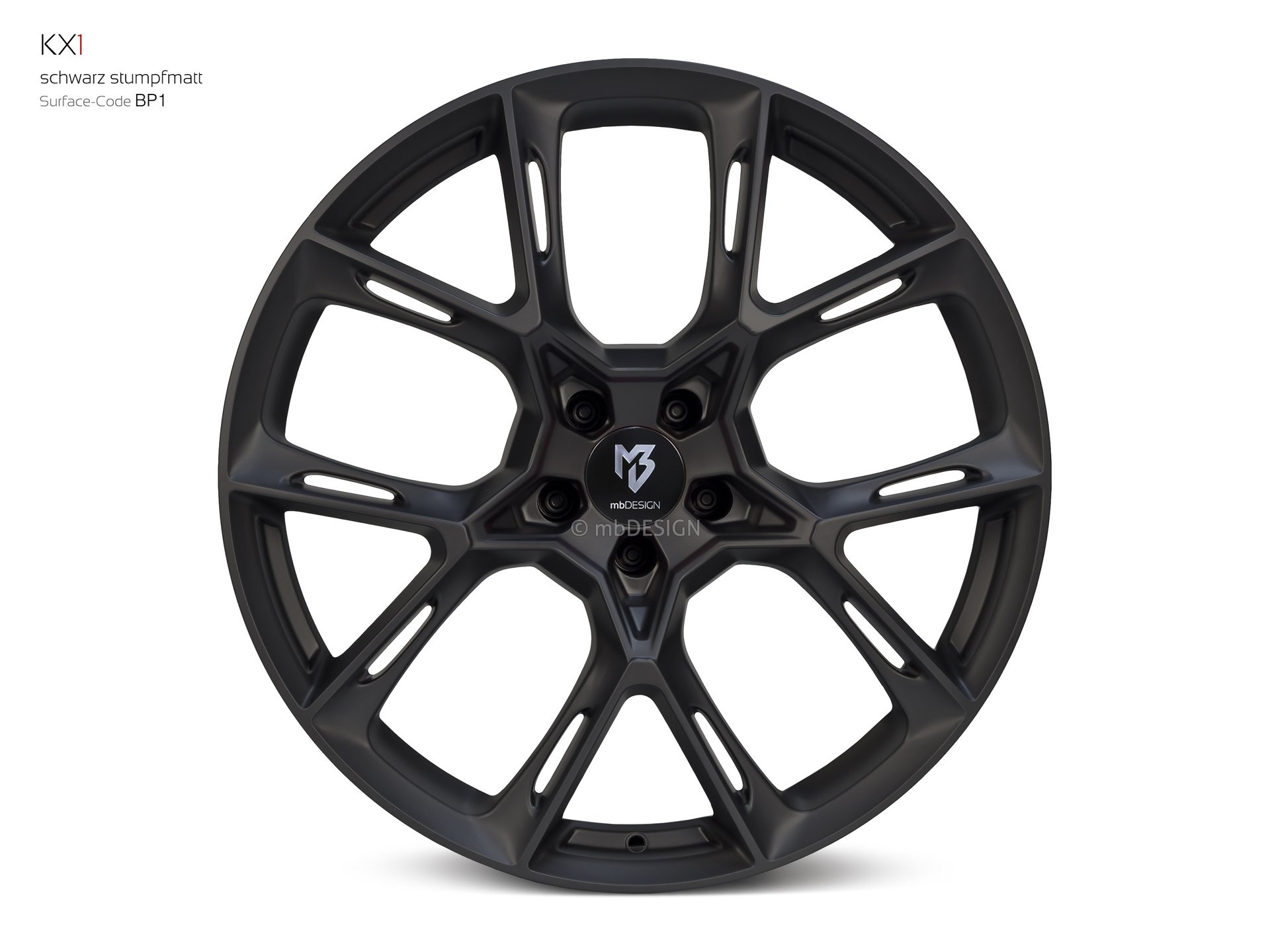 mbDESIGN KX1 forged wheel 9x21 konvexes Design in black flat matt – view 0