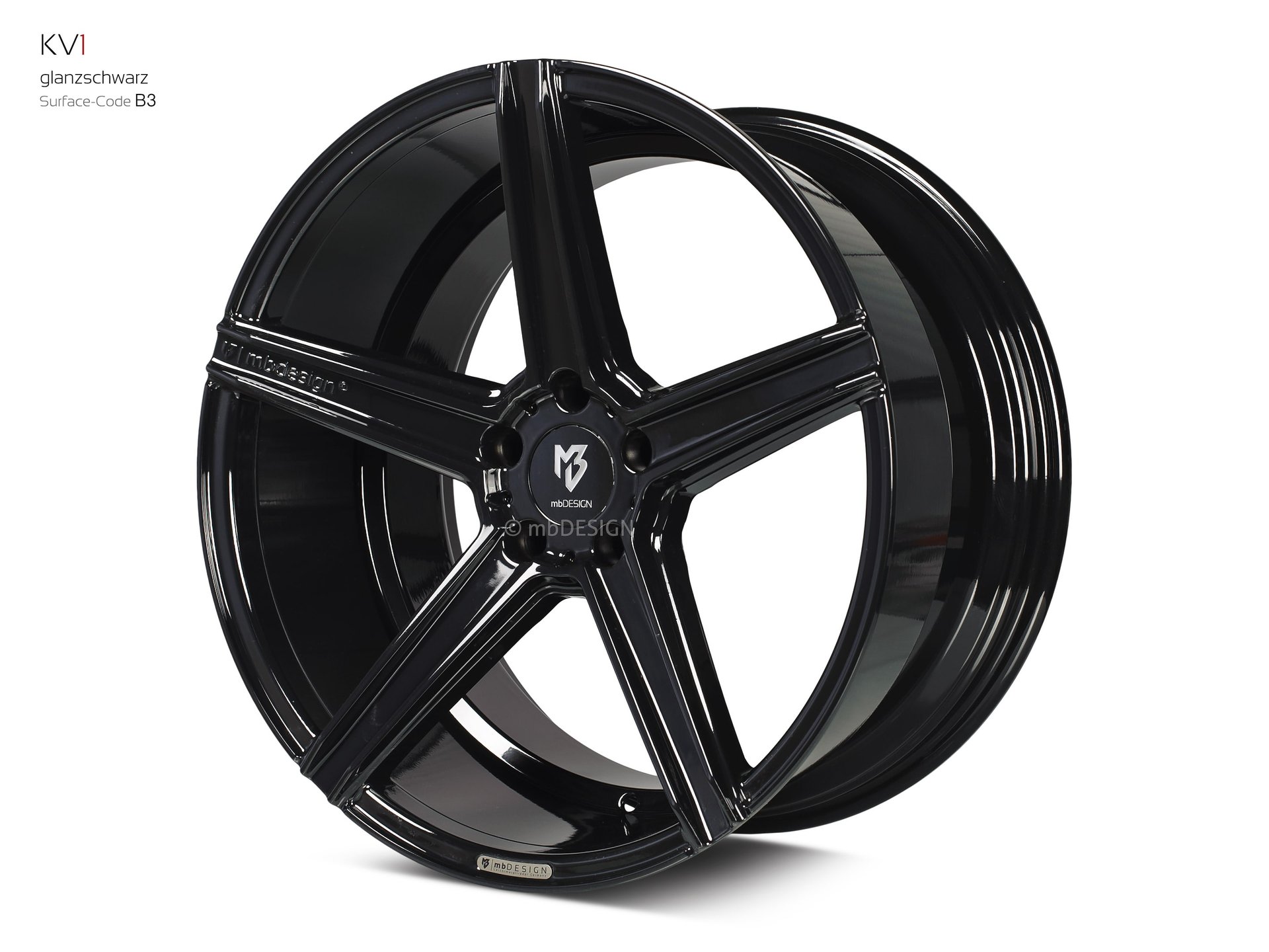 mbDESIGN KV1 forged wheel 10,5x20 stark konkaves Design (DC) in gloss black – view 2 Links