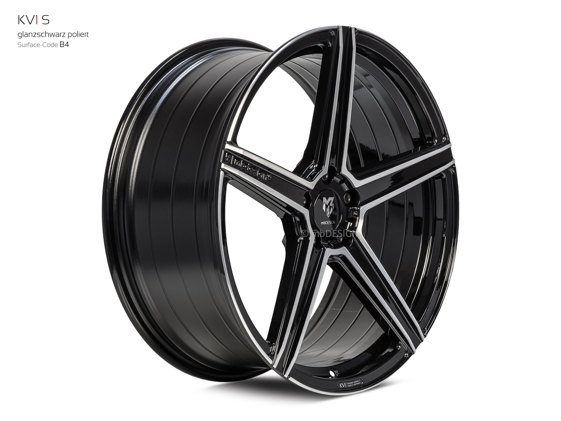 mbDESIGN KV1S Rad 9,5x21 konkaves Design in Glanzschwarz poliert – Perspektive 2