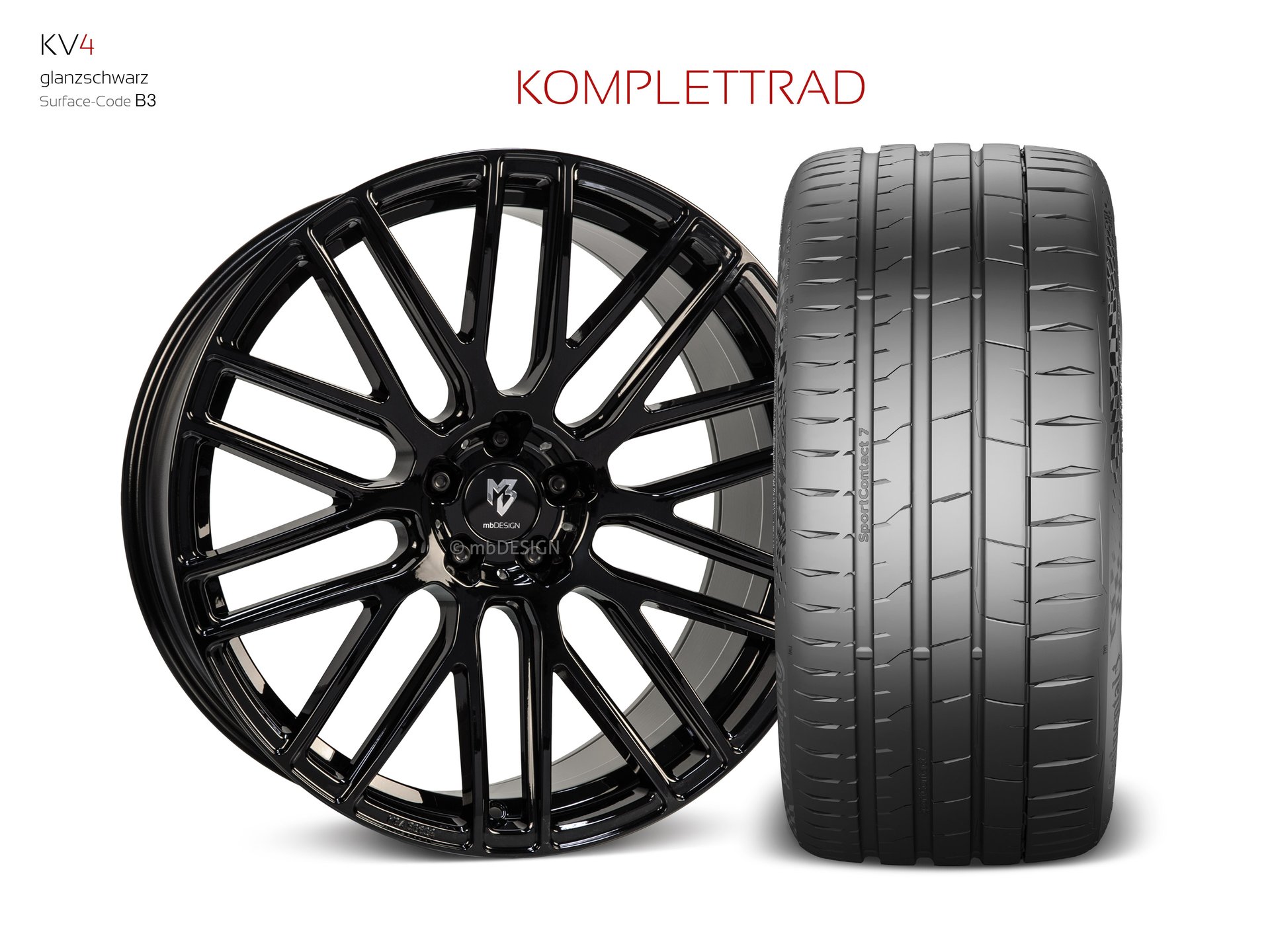 mbDESIGN KV4 forged wheel 10x22 in gloss black – view 1