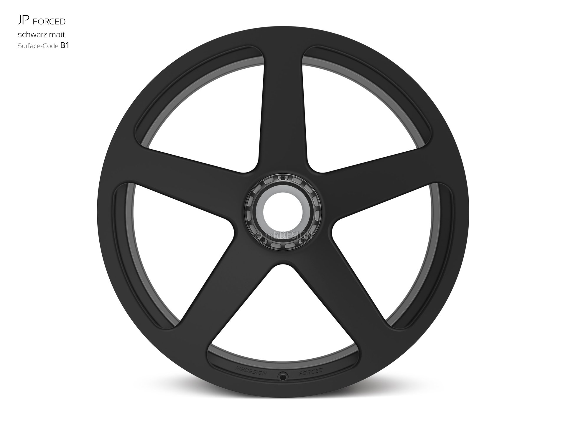 mbDESIGN JP Forged Rad 12,5x22 stark konkaves Design (DC) in schwarz seidenmatt – Perspektive 0