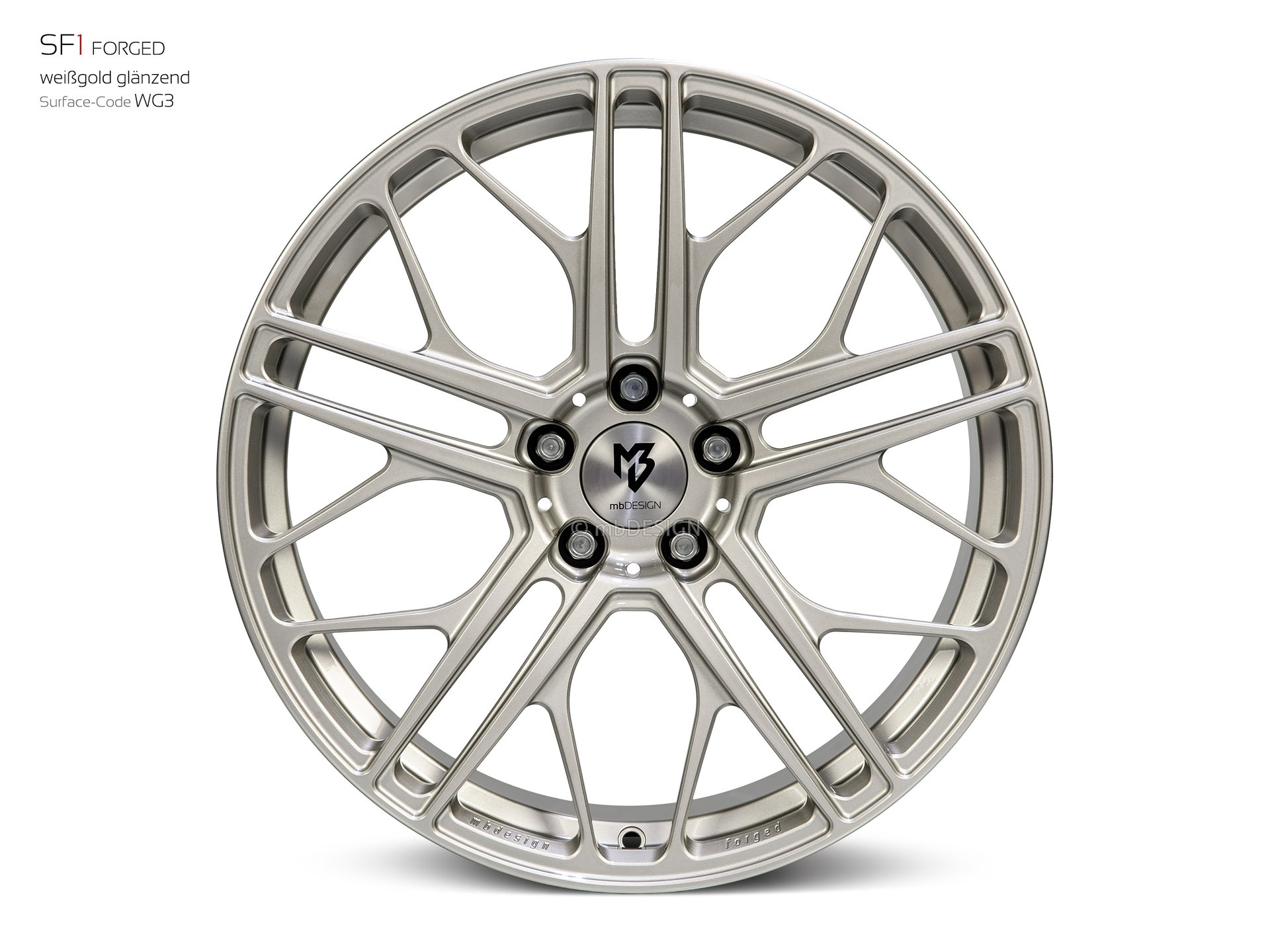 mbDESIGN SF1 forged wheel 9x19 konkaves Design in white gold gloss – view 0