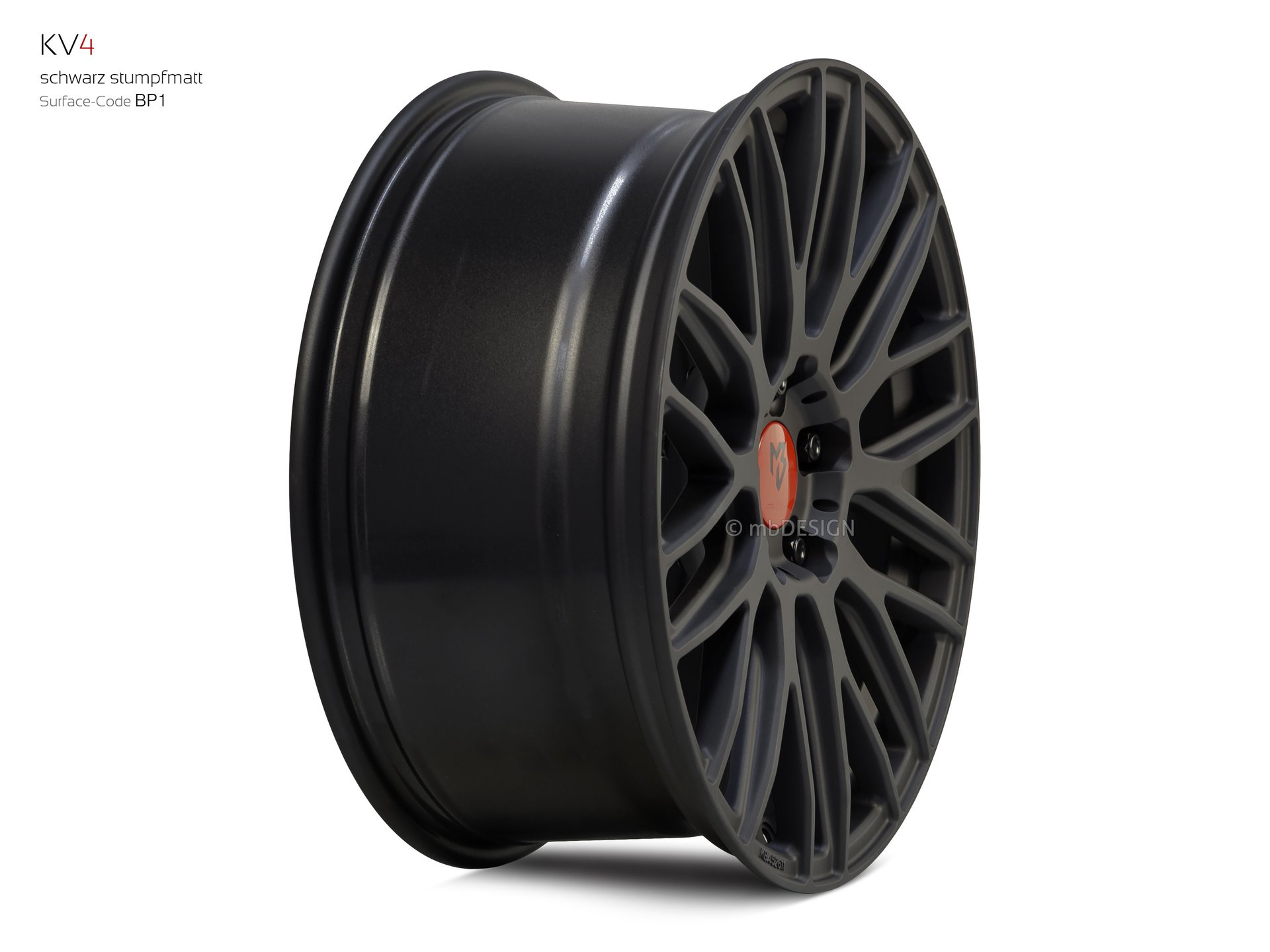 mbDESIGN KV4 Schmiederad 8,5x19 in Schwarz stumpfmatt – Perspektive 3