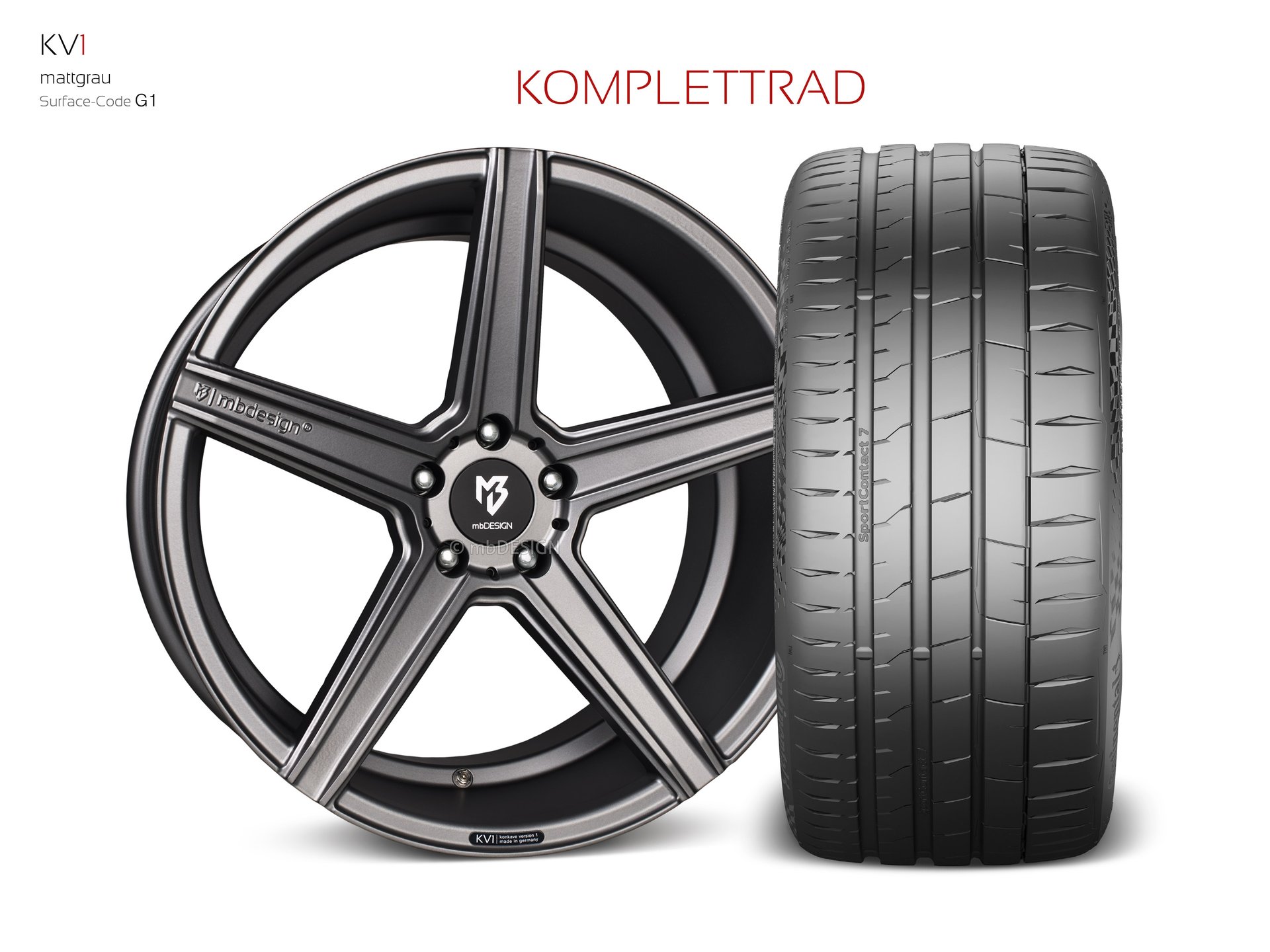 mbDESIGN KV1 forged wheel 10x22 stark konkaves Design (DC) in matt grey – view 1