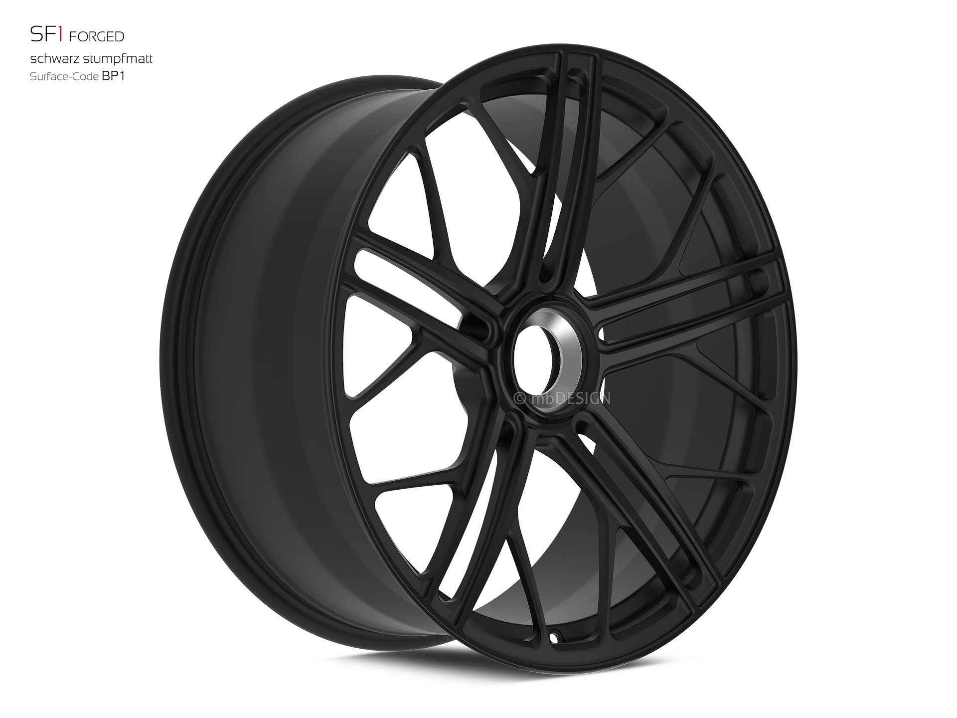 mbDESIGN SF1 Rad 9,5x21 konkaves Design in Schwarz stumpfmatt – Perspektive 2