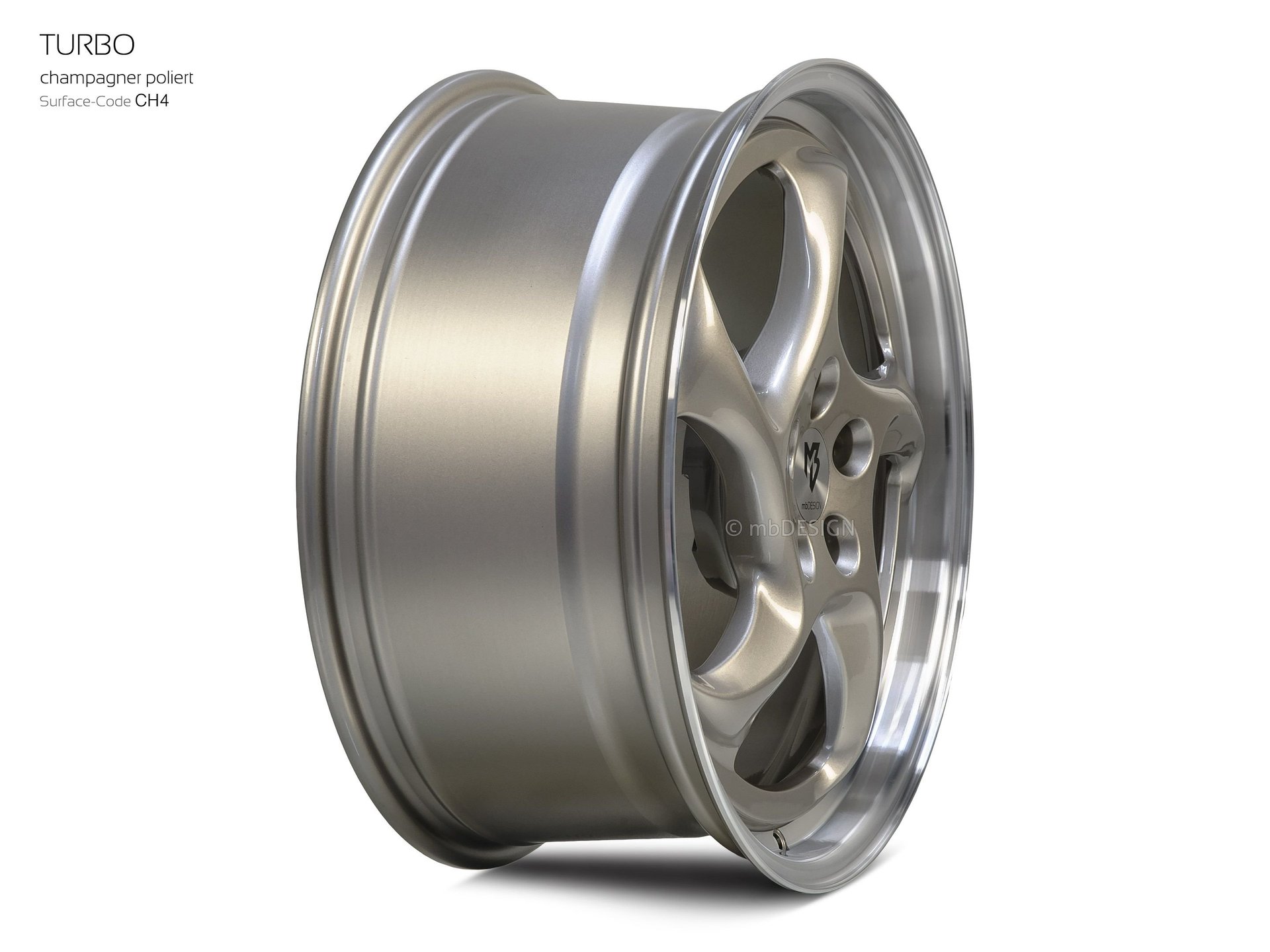 mbDESIGN TURBO Schmiederad 8,5x19 in Champagner poliert – Perspektive 3