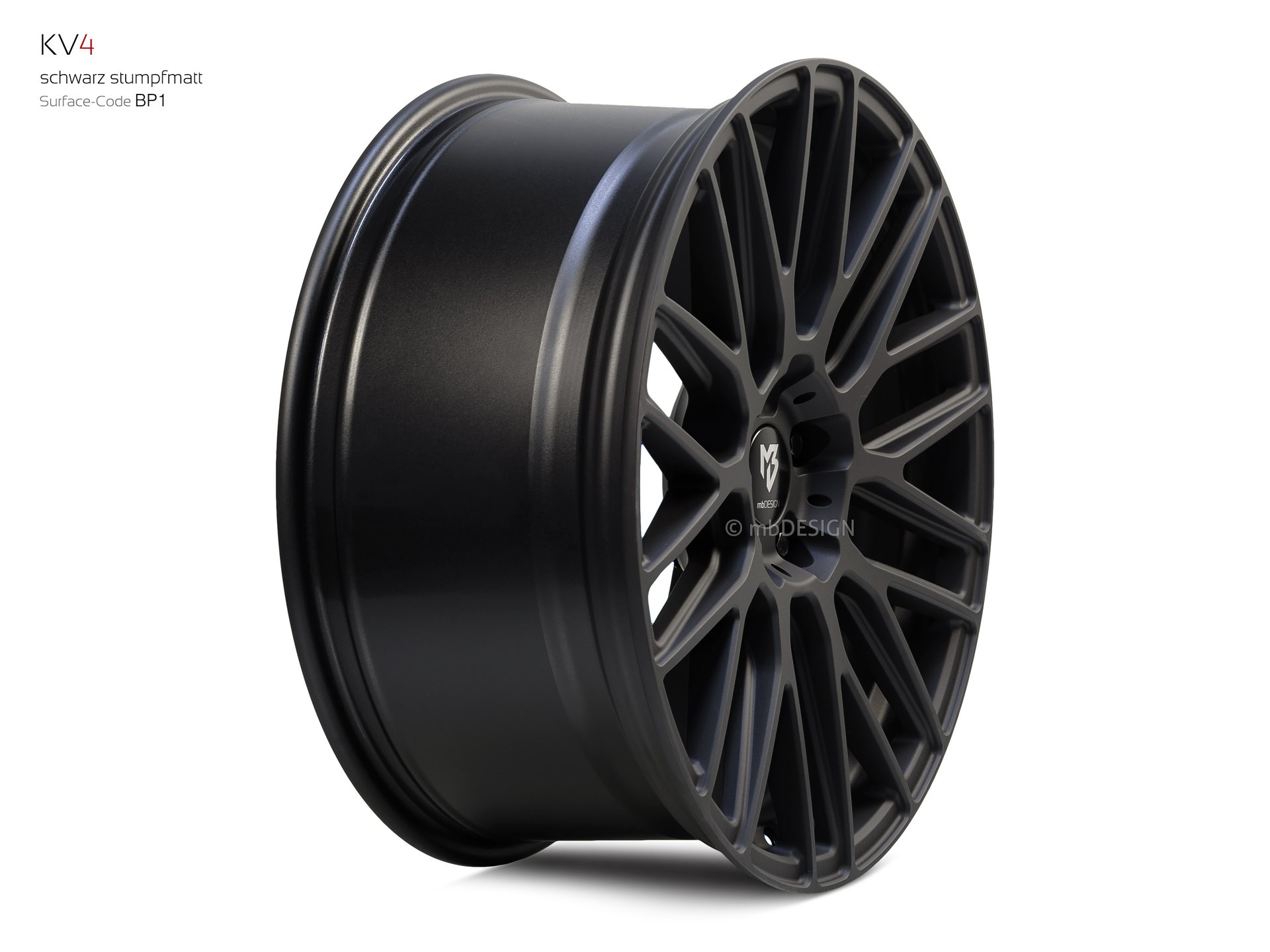 mbDESIGN KV4 Schmiederad 9x20 in Schwarz stumpfmatt – Perspektive 3