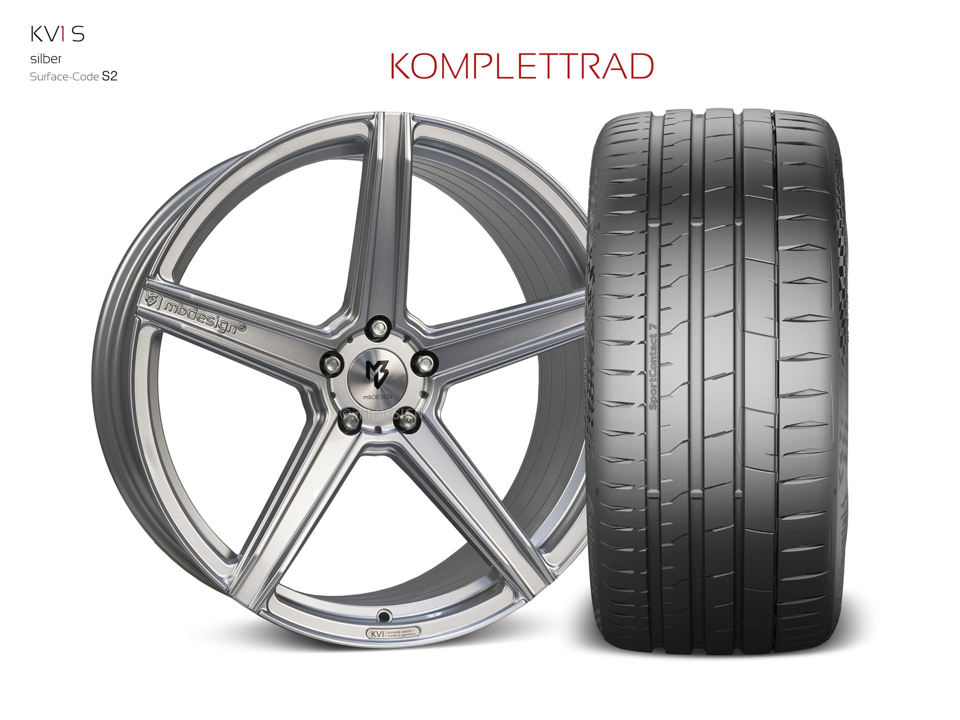 mbDESIGN KV1S forged wheel 9,5x21 konkaves Design in silver – view 1
