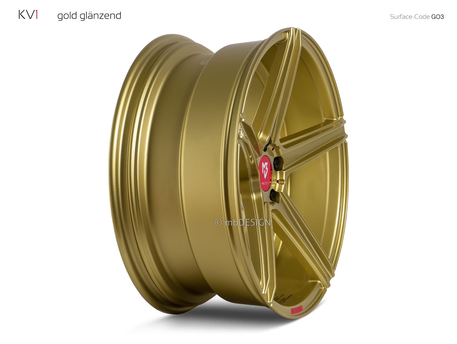 mbDESIGN KV1 Schmiederad 9x20 stark konkaves Design (DC) in Gold – Perspektive 3