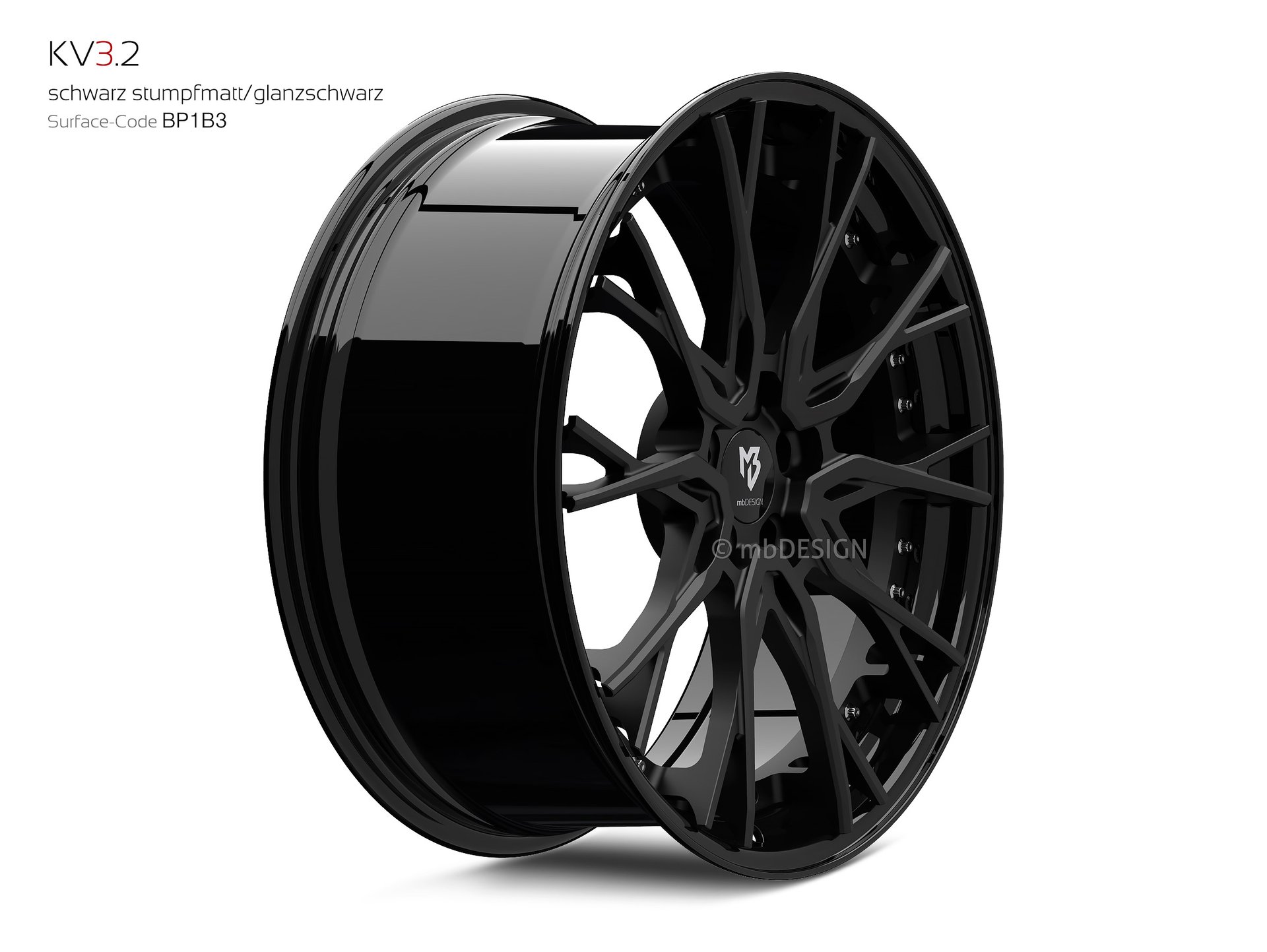 mbDESIGN KV3.2 forged wheel 9x21 konkaves Design in black flat matt/gloss black – view 3
