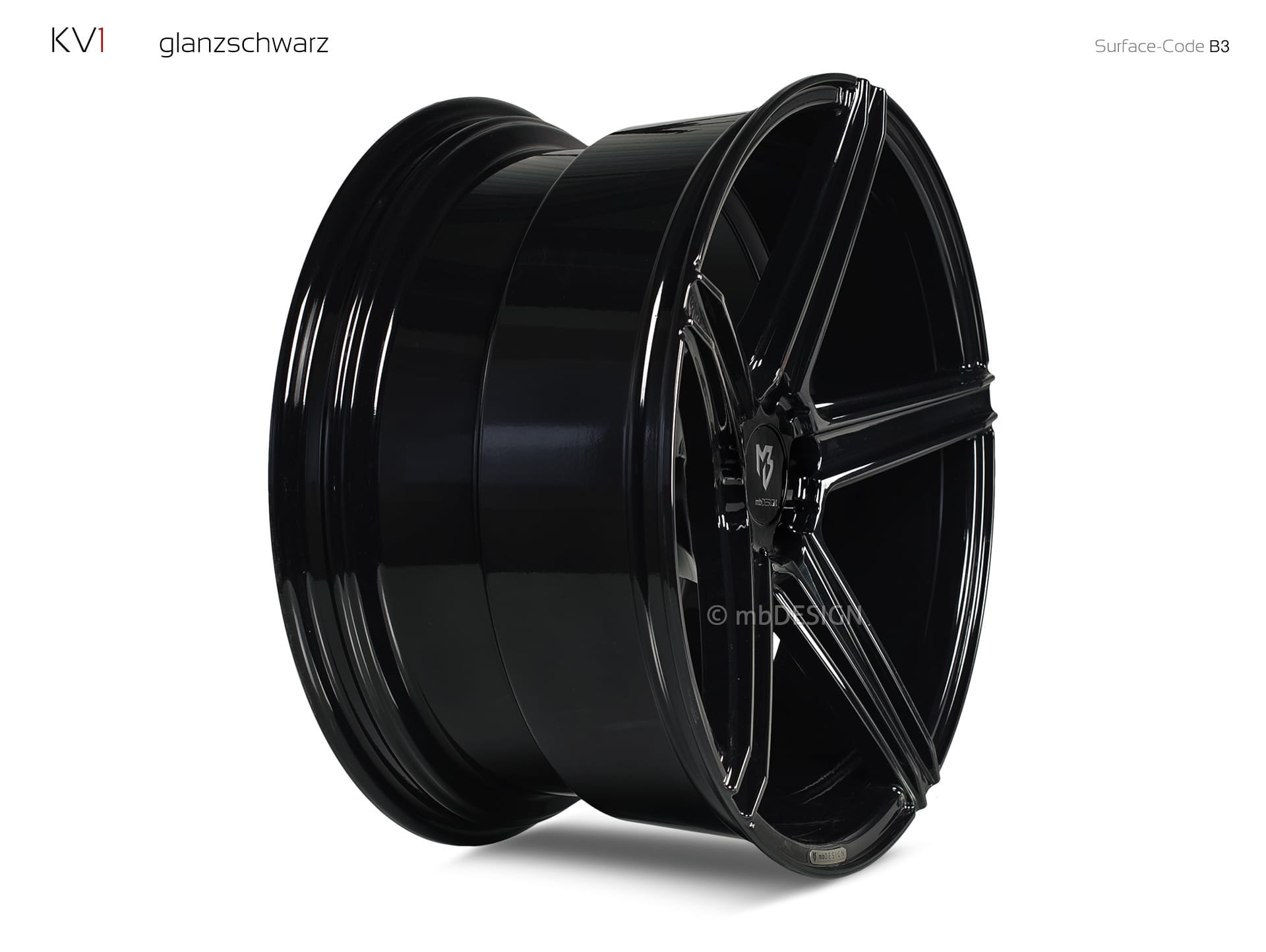 mbDESIGN KV1 forged wheel 10,5x20 stark konkaves Design (DC) in gloss black – view 3