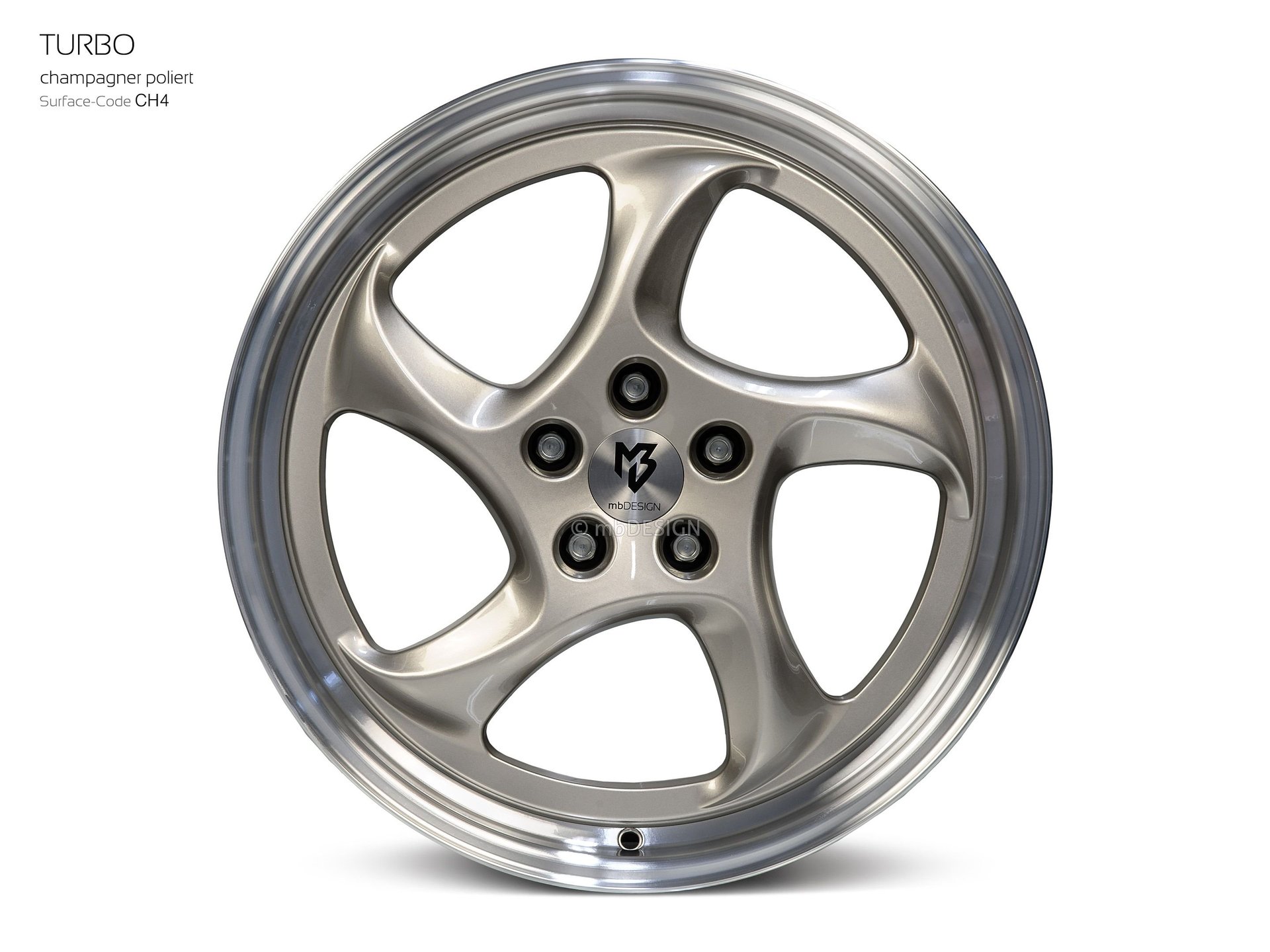 mbDESIGN TURBO Schmiederad 8,5x19 in Champagner poliert – Perspektive 0