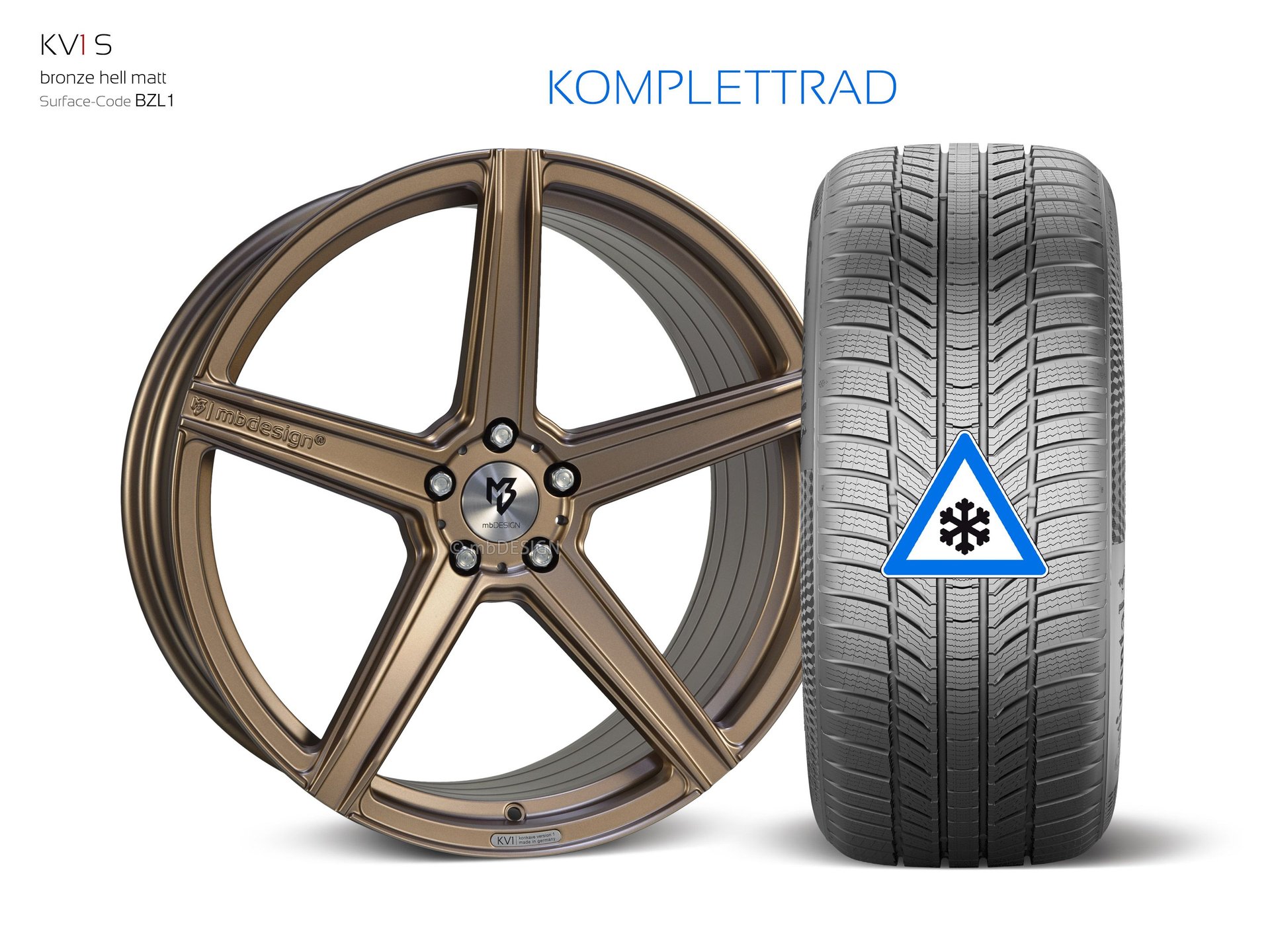 mbDESIGN KV1S forged wheel 9,5x21 konkaves Design in bronze light matt – view 1