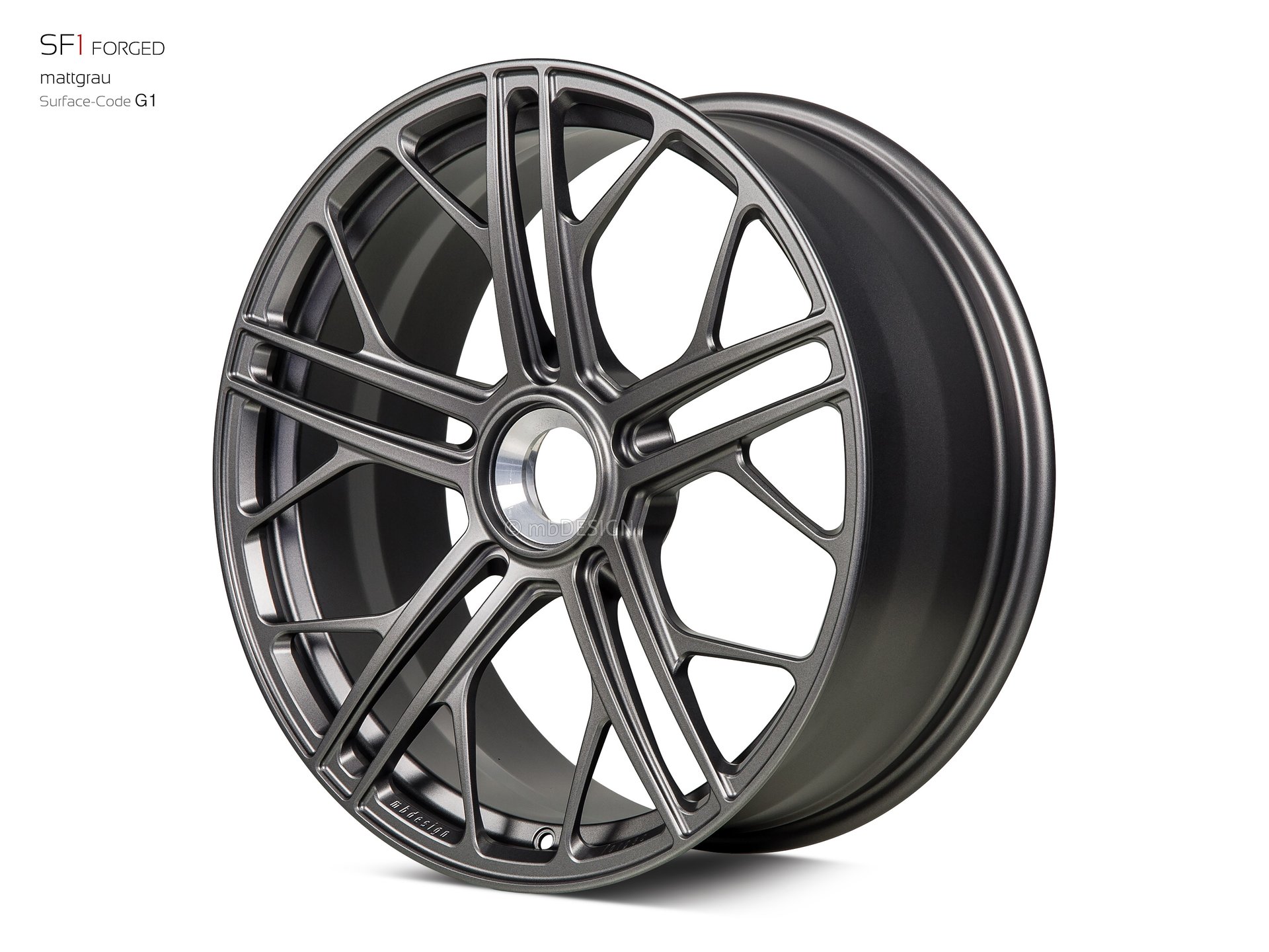 mbDESIGN SF1 Forged Rad 8,5x20 konkaves Design in Mattgrau – Perspektive 2 Links