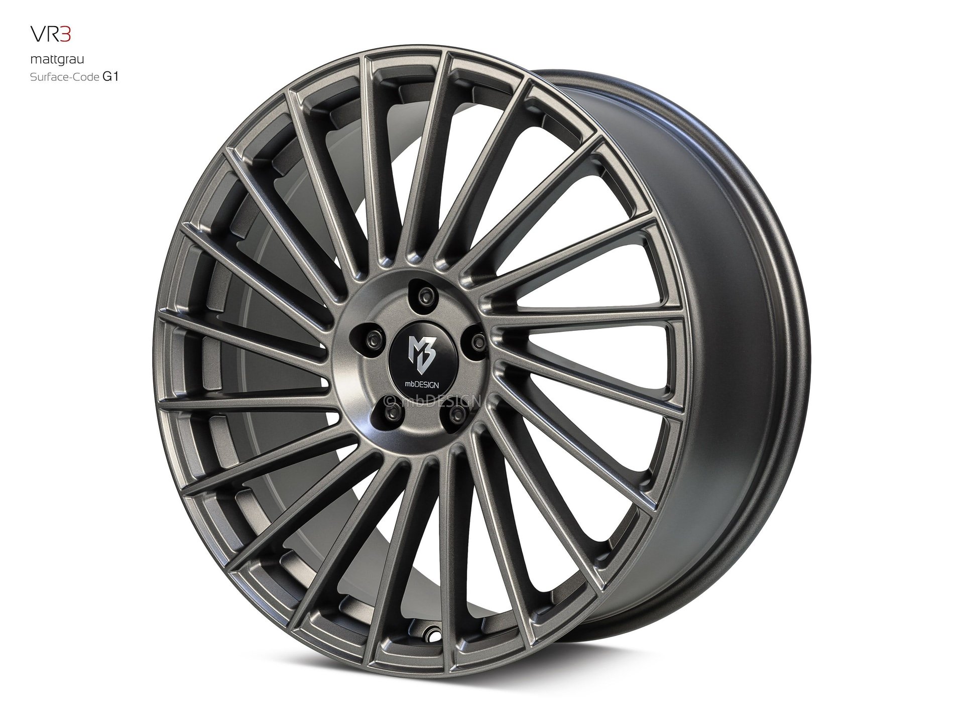 mbDESIGN VR3 Schmiederad 8,5x19 in Mattgrau – Perspektive 2 Links