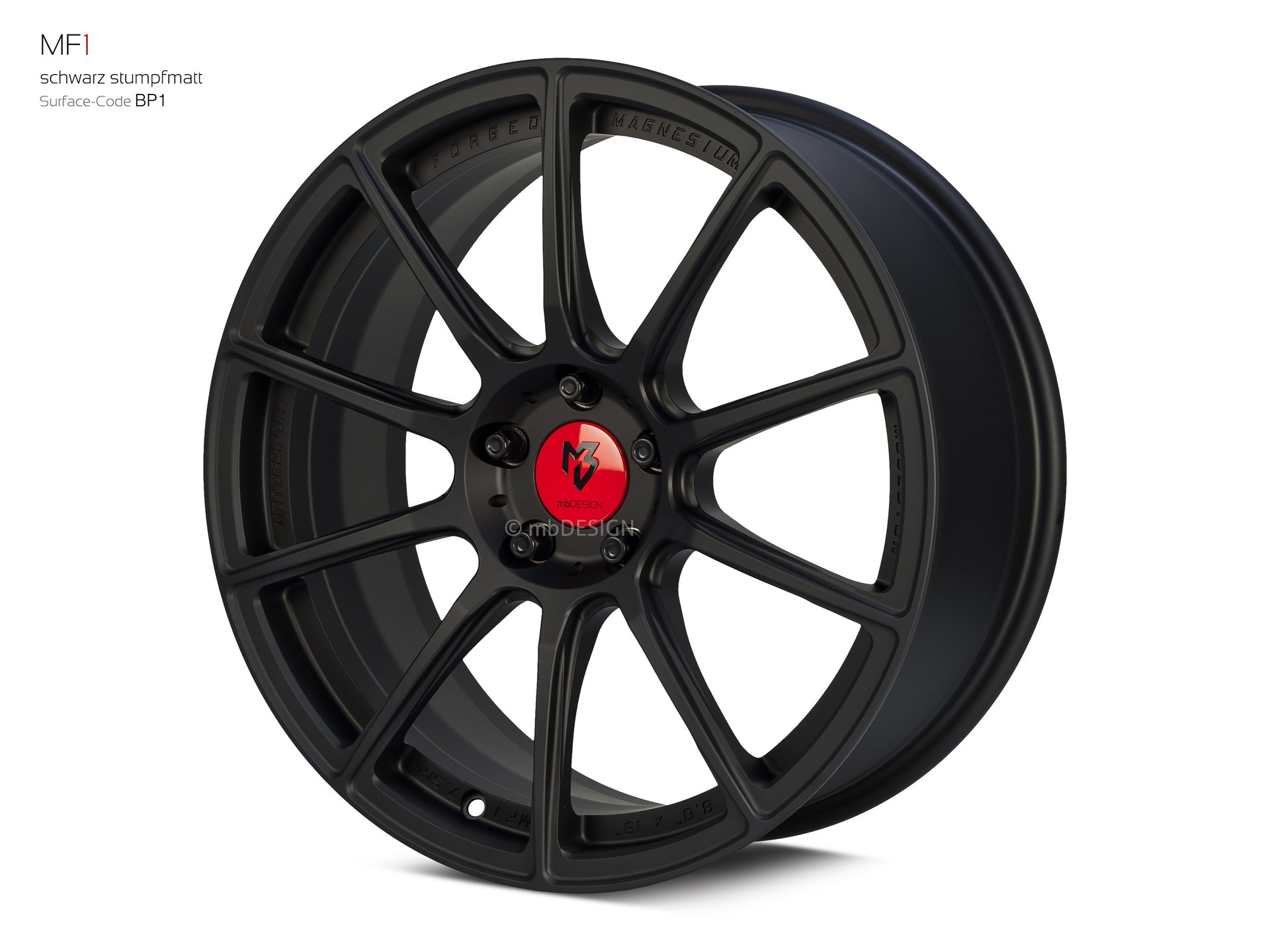 mbDESIGN MF1 forged wheel 8x19 in black flat matt – view 2 Links