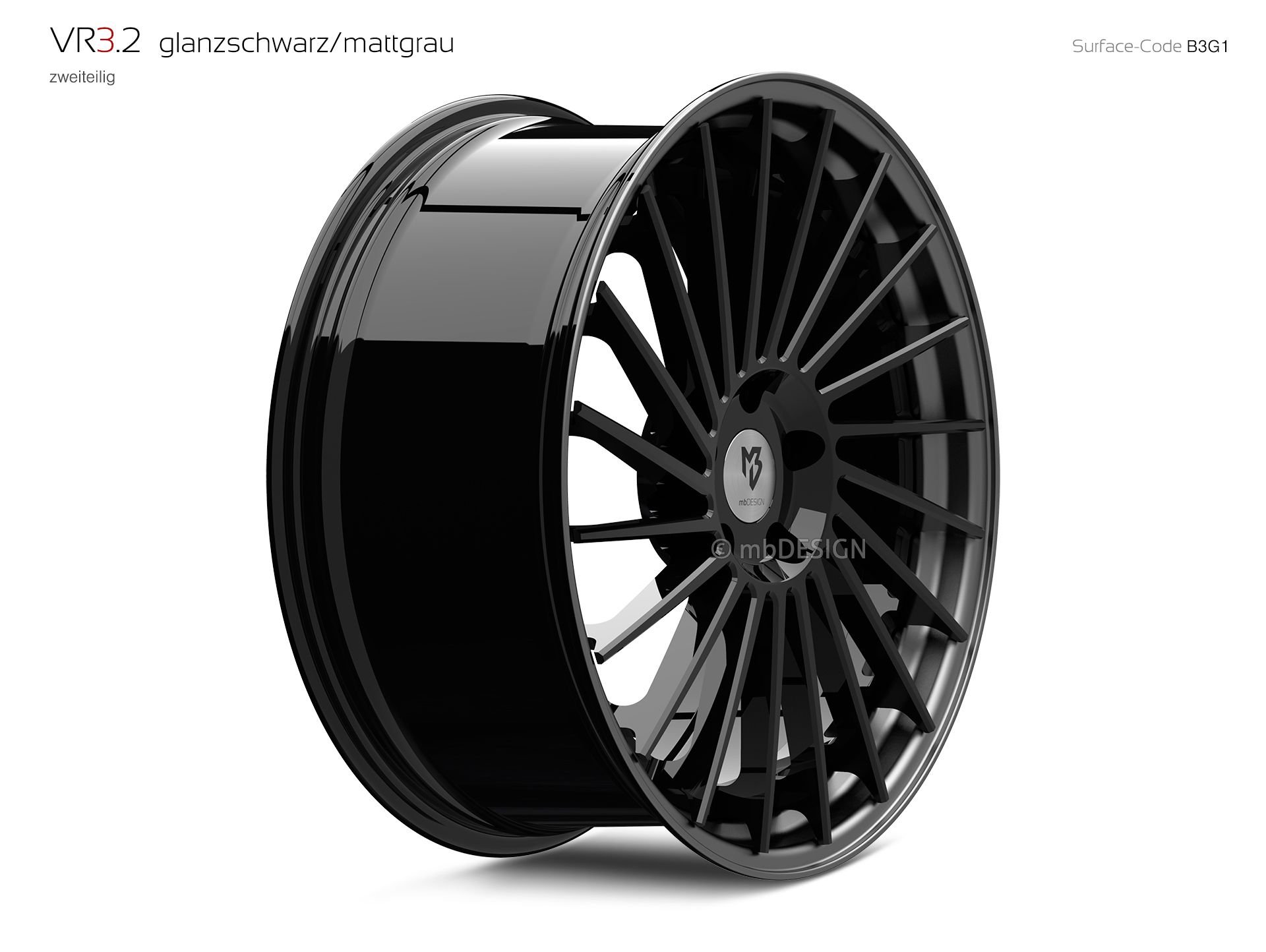 mbDESIGN VR3.2 forged wheel 9x20 konkaves Design in gloss black/matt grey – view 3