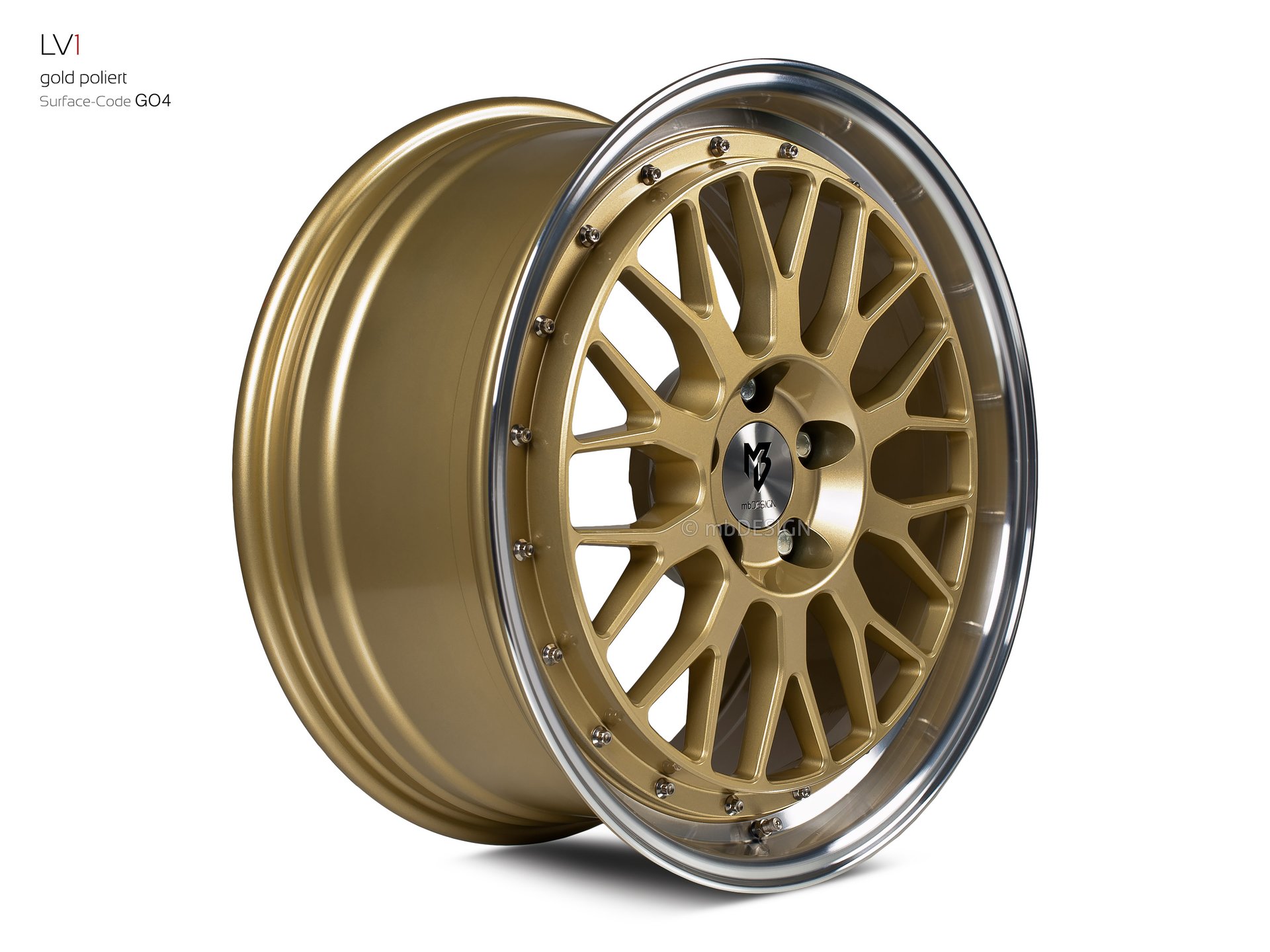 mbDESIGN LV1 forged wheel 8,5x19 in gold polished – view 2