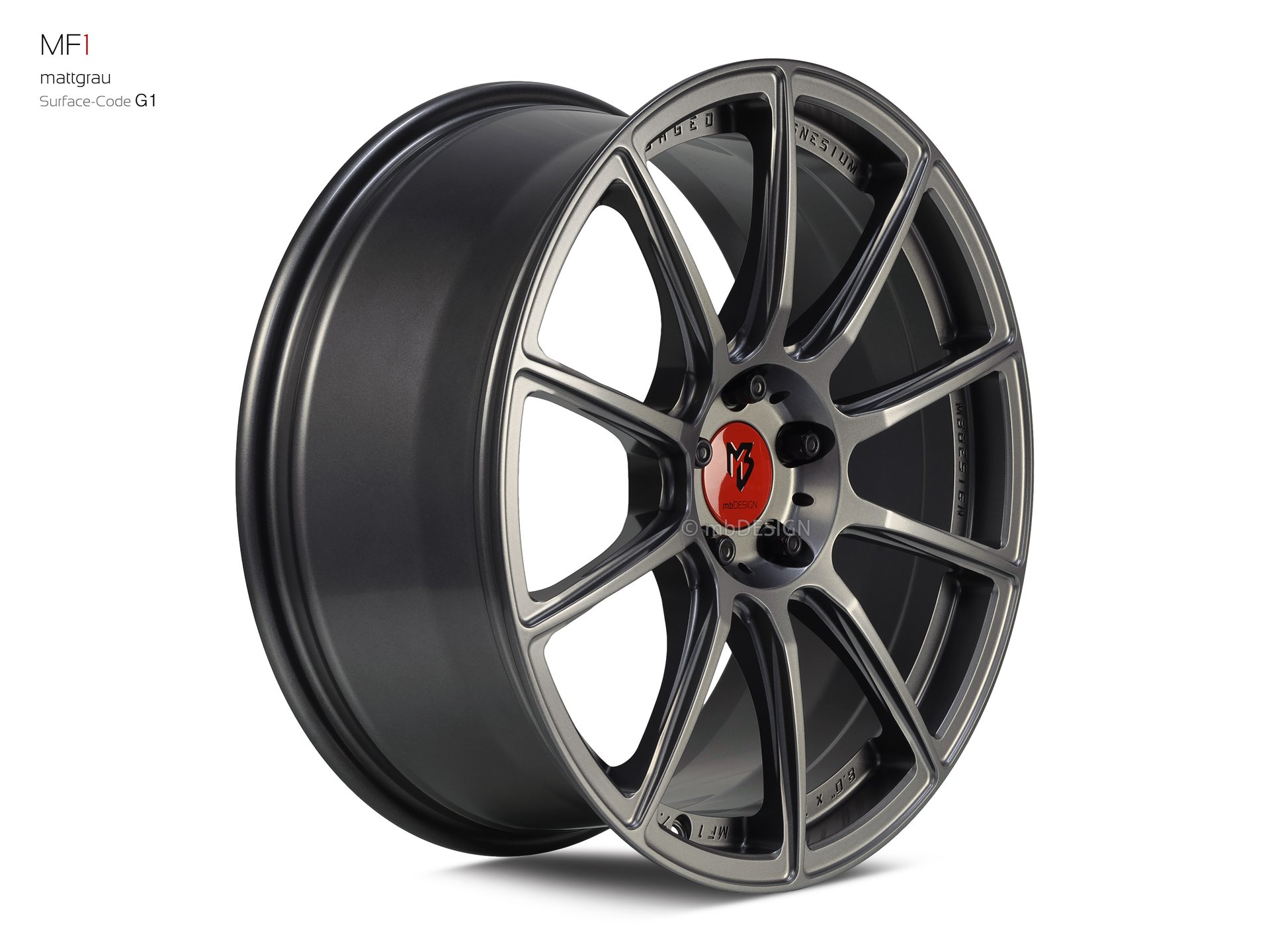 mbDESIGN MF1 Schmiederad 8x19 in Mattgrau – Perspektive 2