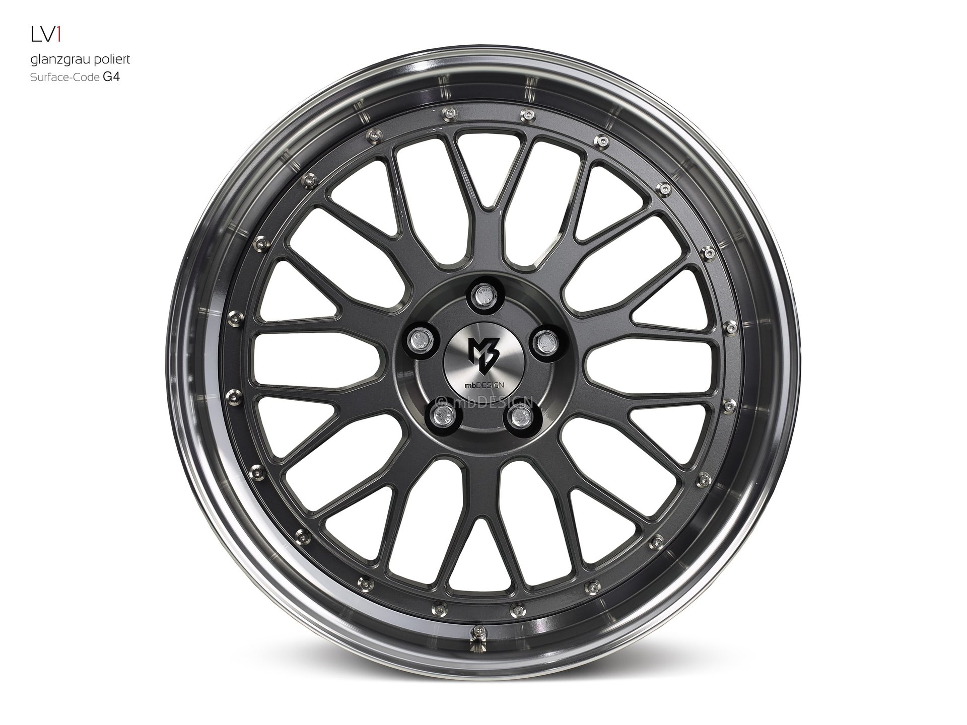 mbDESIGN LV1 forged wheel 8,5x19 in gloss grey polished – view 0