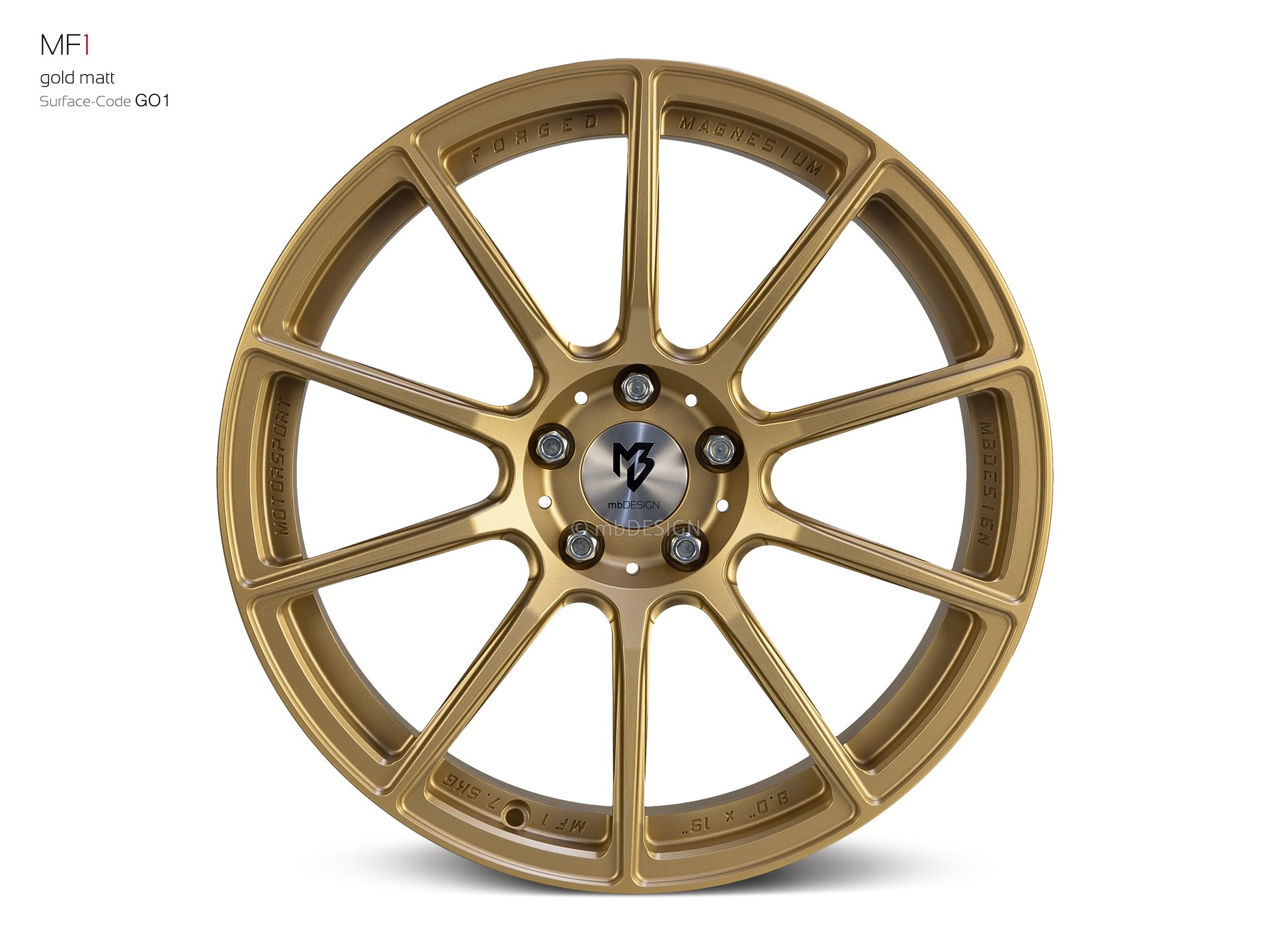 mbDESIGN MF1 forged wheel 8x19 in gold matt – view 0
