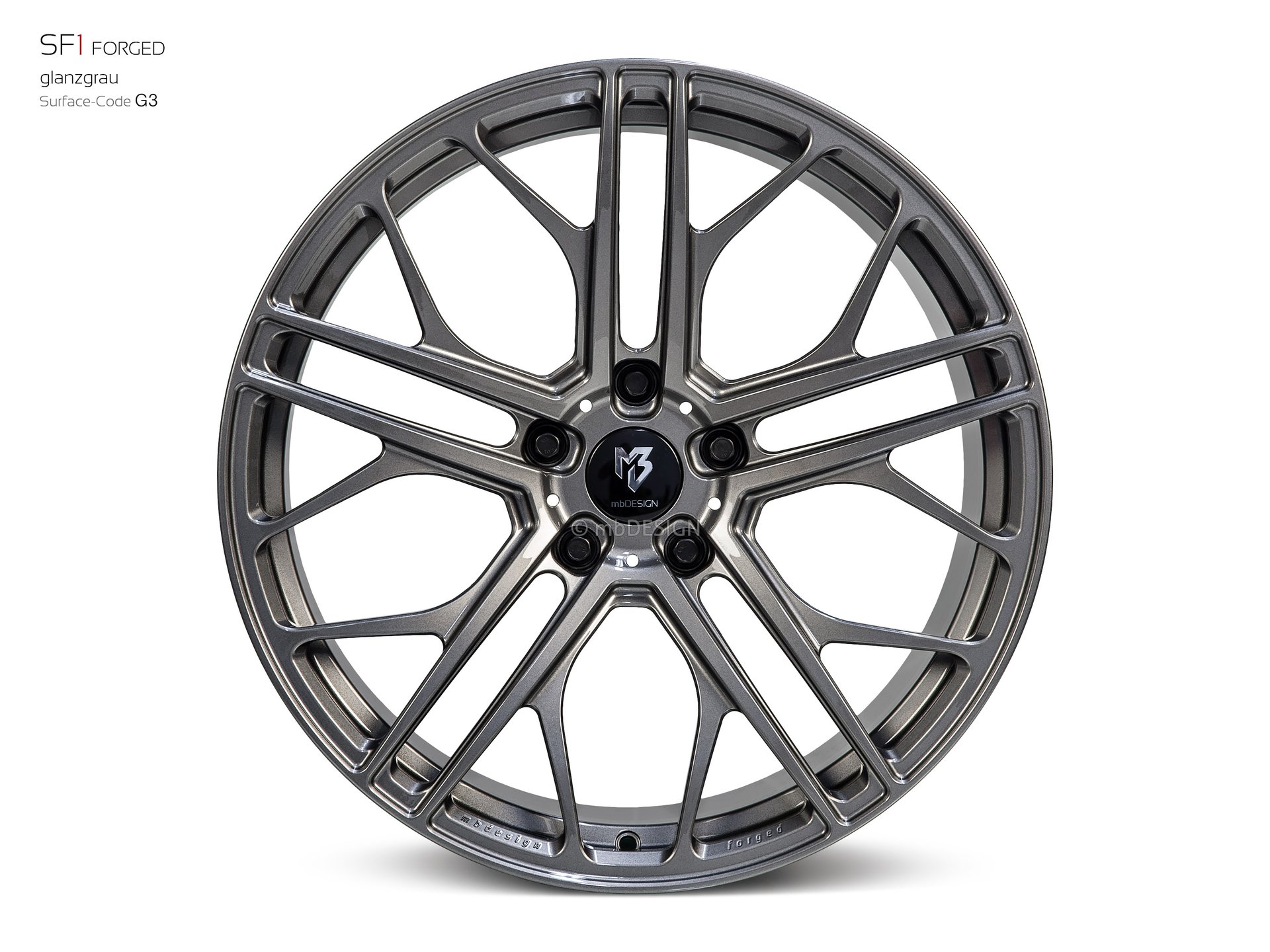 mbDESIGN SF1 Forged Rad 11,5x21 stark konkaves Design (DC) in Glanzgrau – Perspektive 0