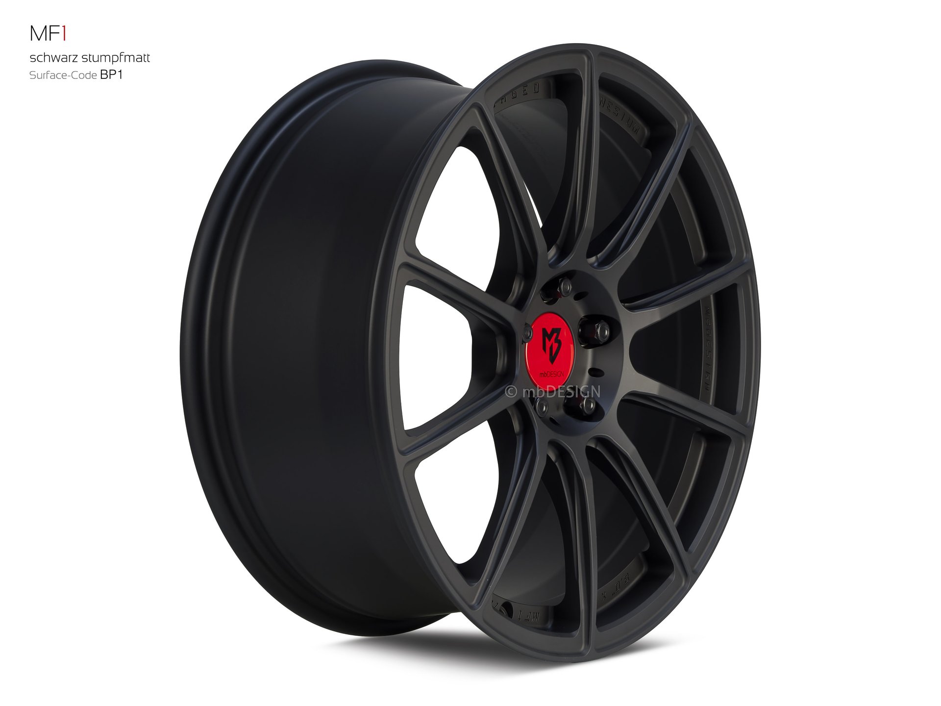 mbDESIGN MF1 forged wheel 8x19 in black flat matt – view 2