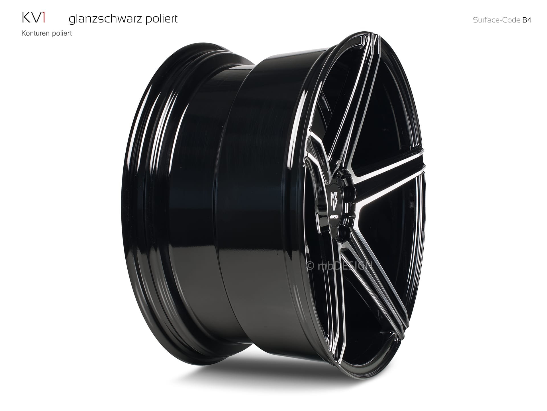 mbDESIGN KV1 forged wheel 10,5x20 stark konkaves Design (DC) in gloss black polished – view 3