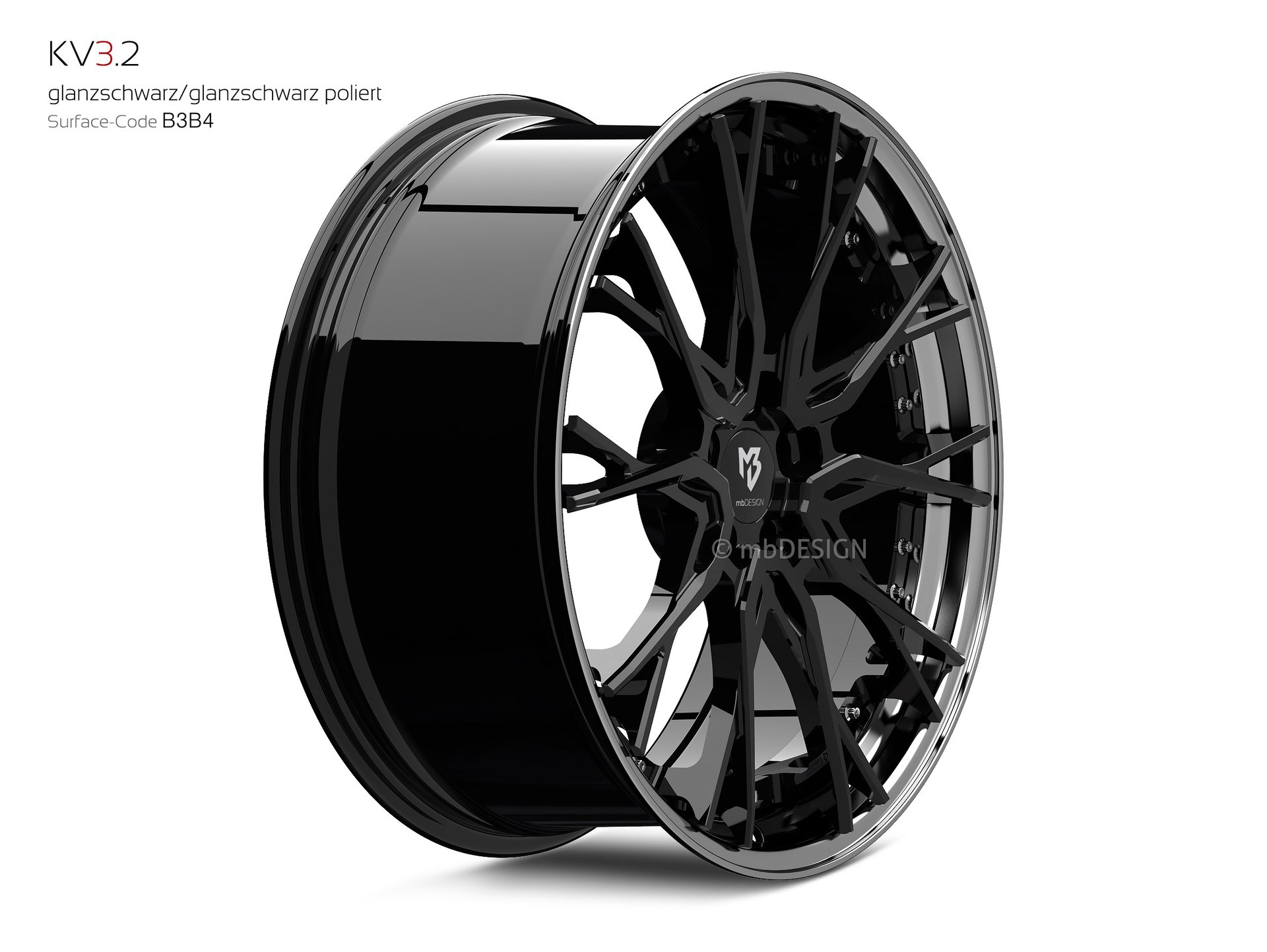mbDESIGN KV3.2 Rad 9x21 konkaves Design in Glanzschwarz/Glanzschwarz poliert – Perspektive 3