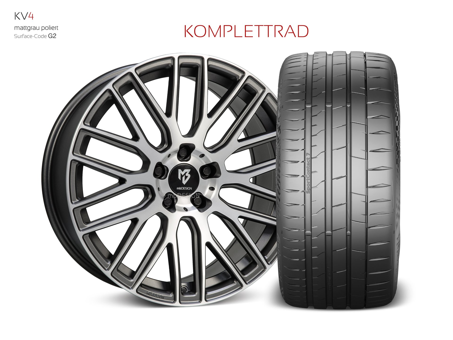mbDESIGN KV4 forged wheel 9x20 konkaves Design in matt grey polished – view 1