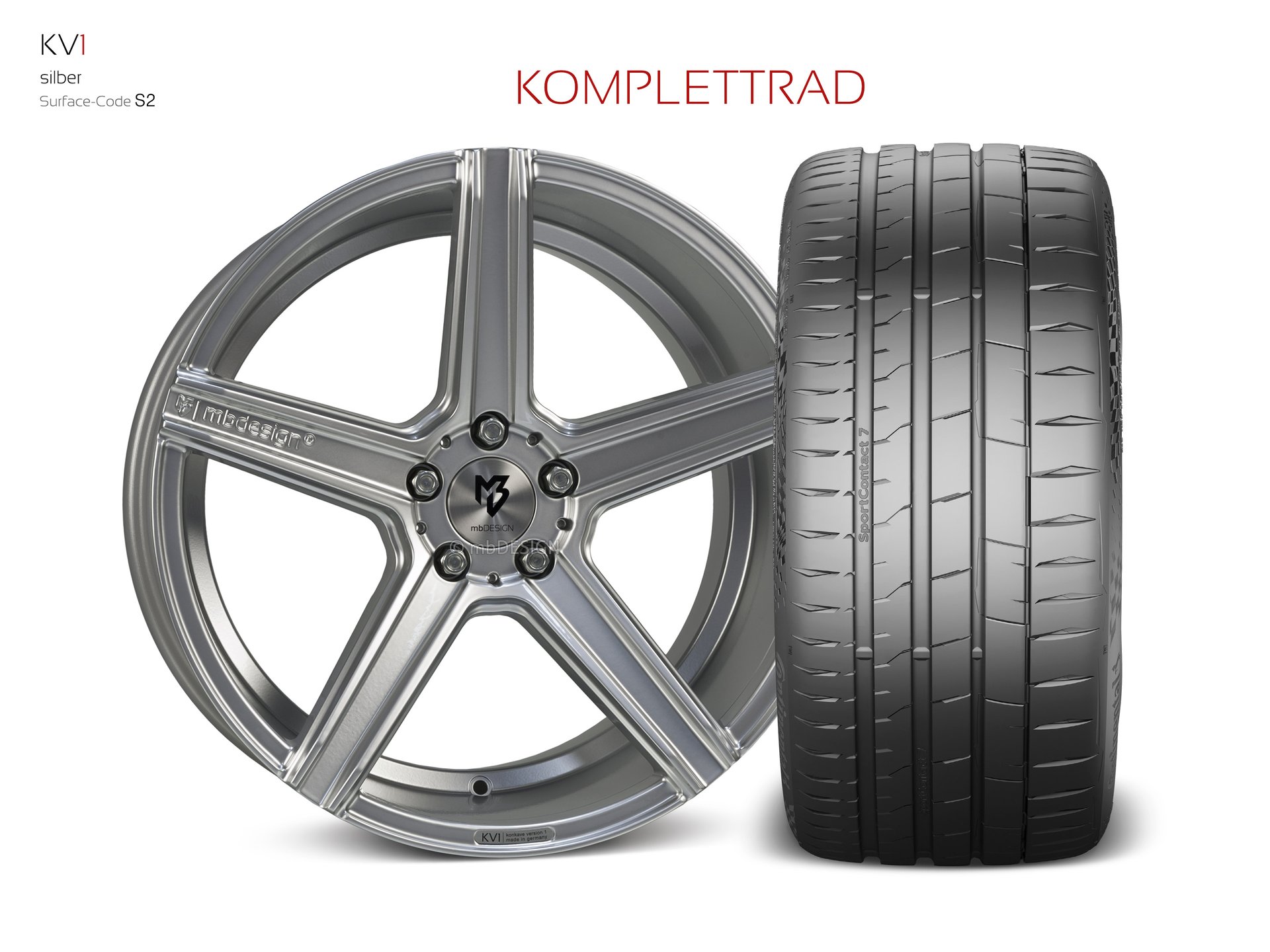 mbDESIGN KV1 forged wheel 9,5x19 stark konkaves Design (DC) in silver – view 1