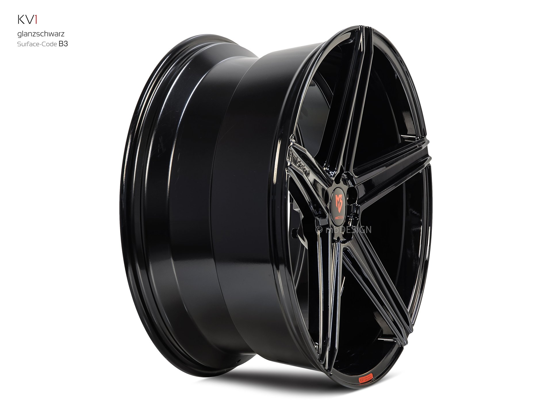 mbDESIGN KV1 forged wheel 11x23 stark konkaves Design (DC) in gloss black – view 3
