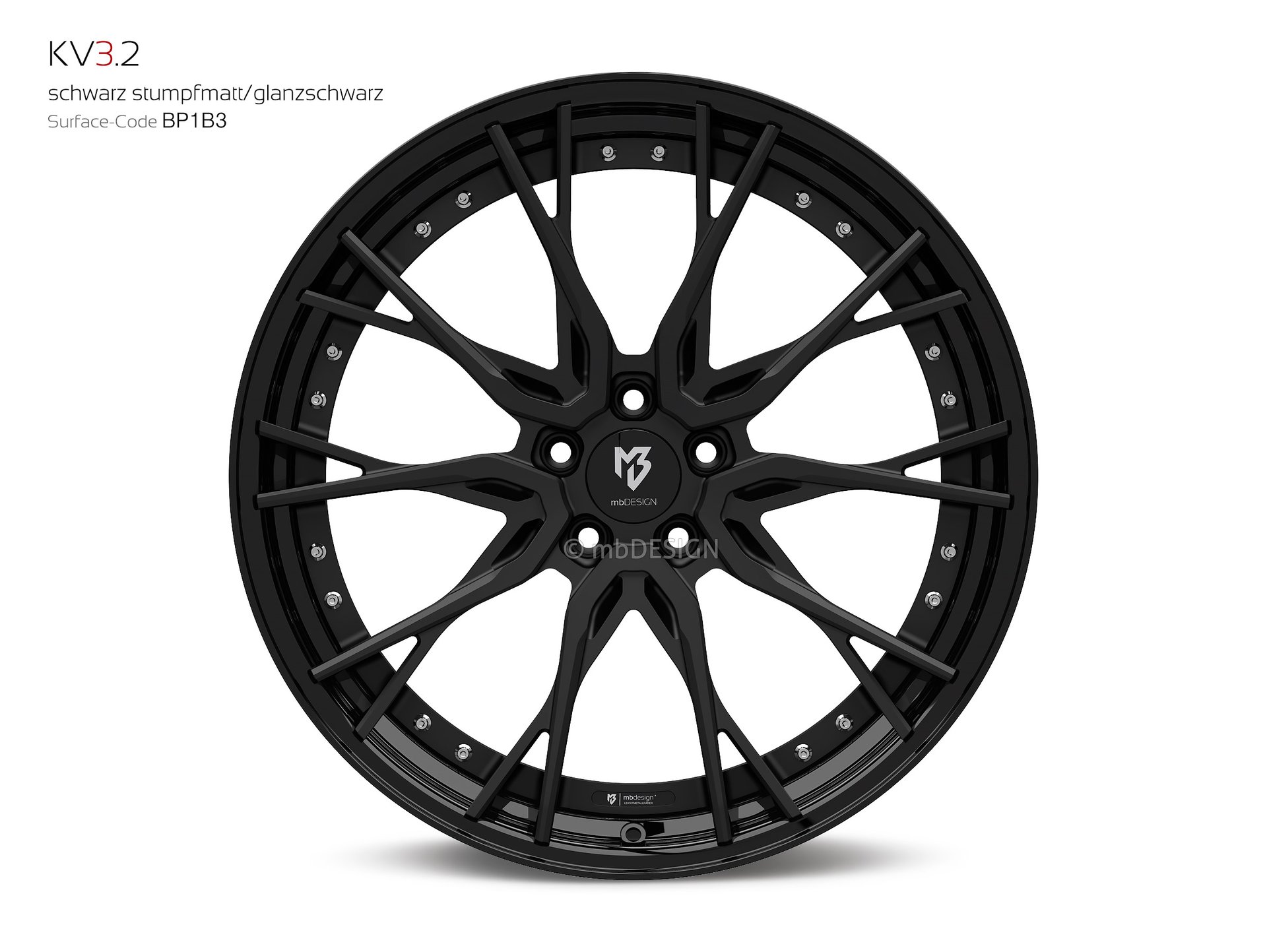 mbDESIGN KV3.2 forged wheel 9x21 konkaves Design in black flat matt/gloss black – view 0