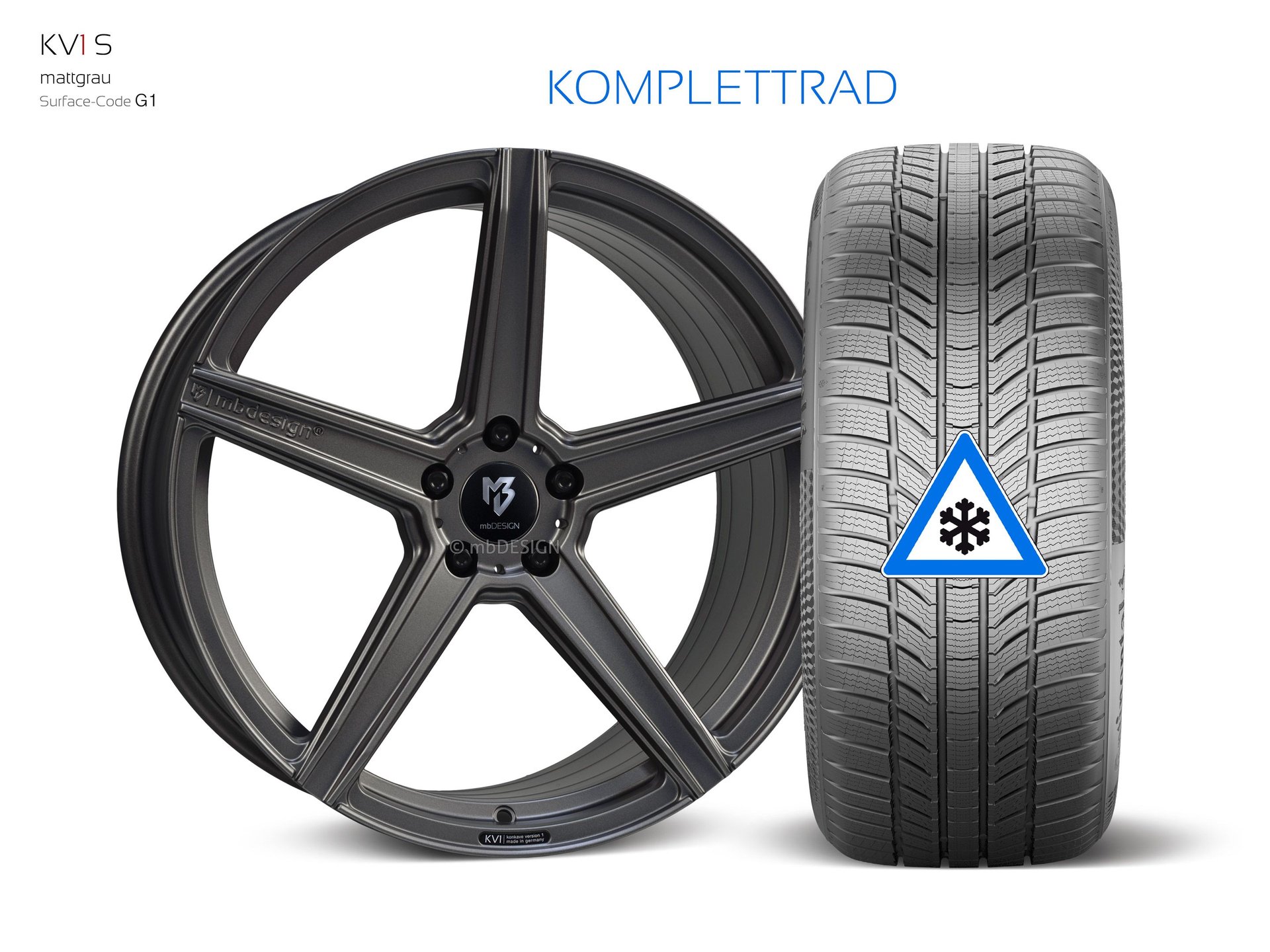 mbDESIGN KV1S forged wheel 9,5x21 konkaves Design in matt grey – view 1