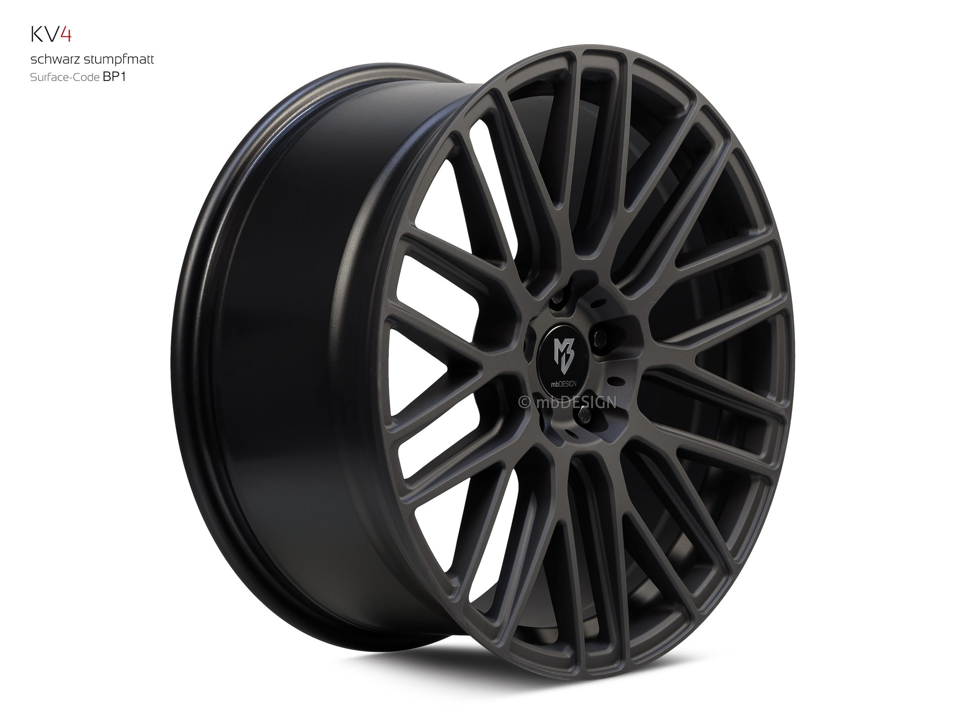 mbDESIGN KV4 Schmiederad 9x20 in Schwarz stumpfmatt – Perspektive 2