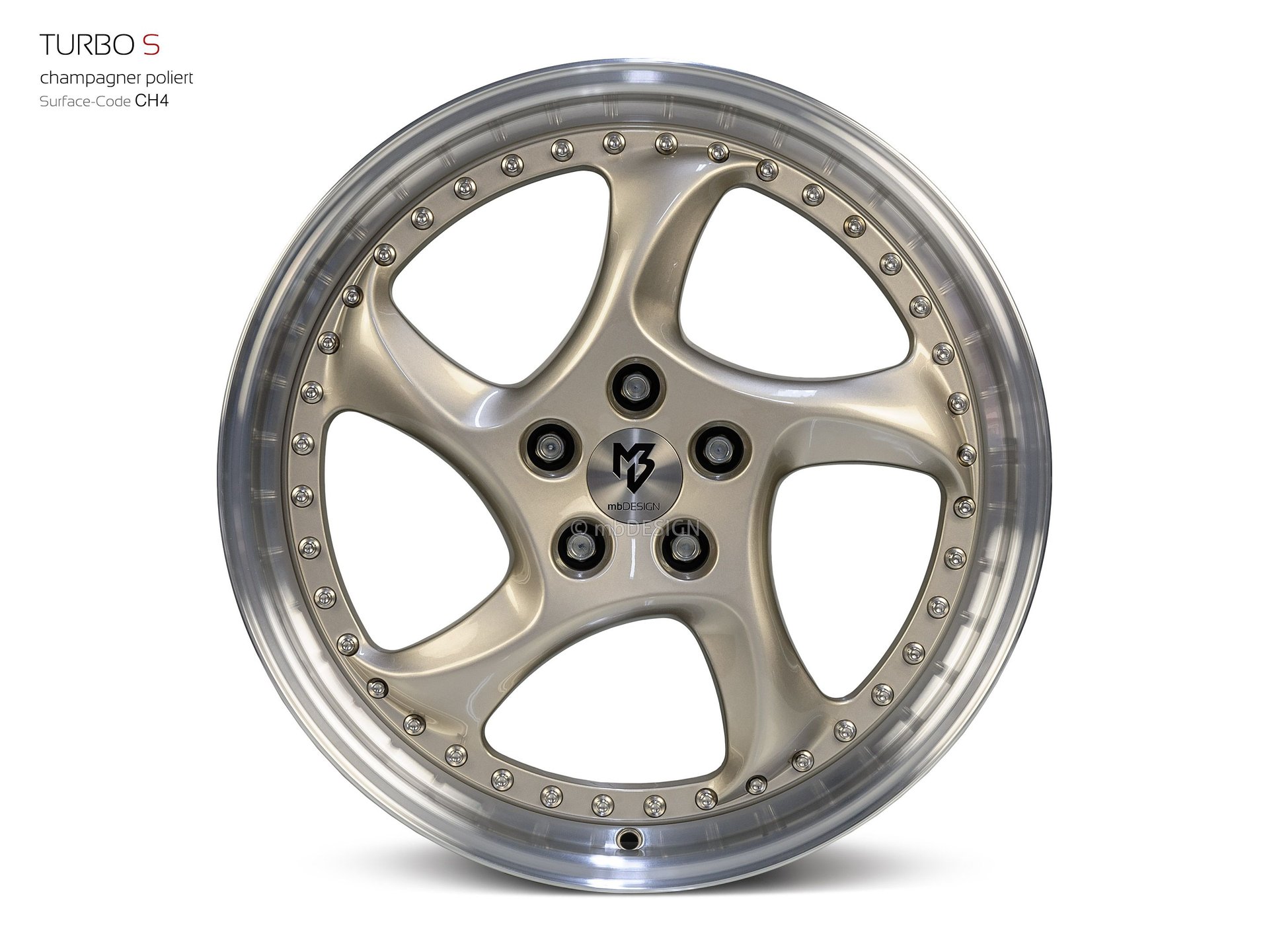 mbDESIGN TURBO S Schmiederad 8,5x19 in Champagner poliert – Perspektive 0