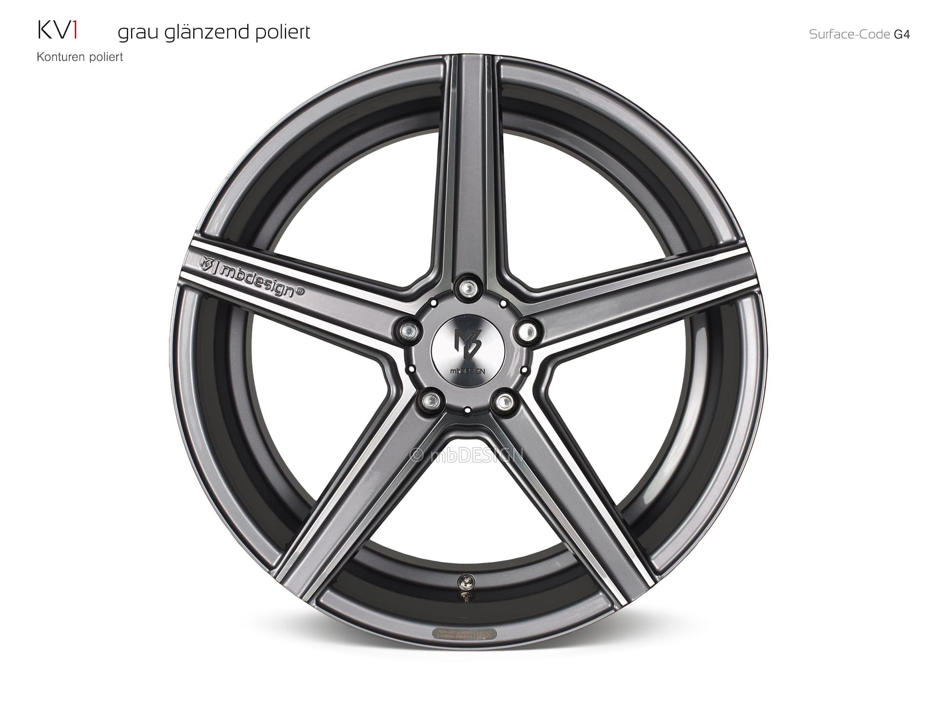 mbDESIGN KV1 forged wheel 10,5x20 stark konkaves Design (DC) in gloss grey polished – view 0