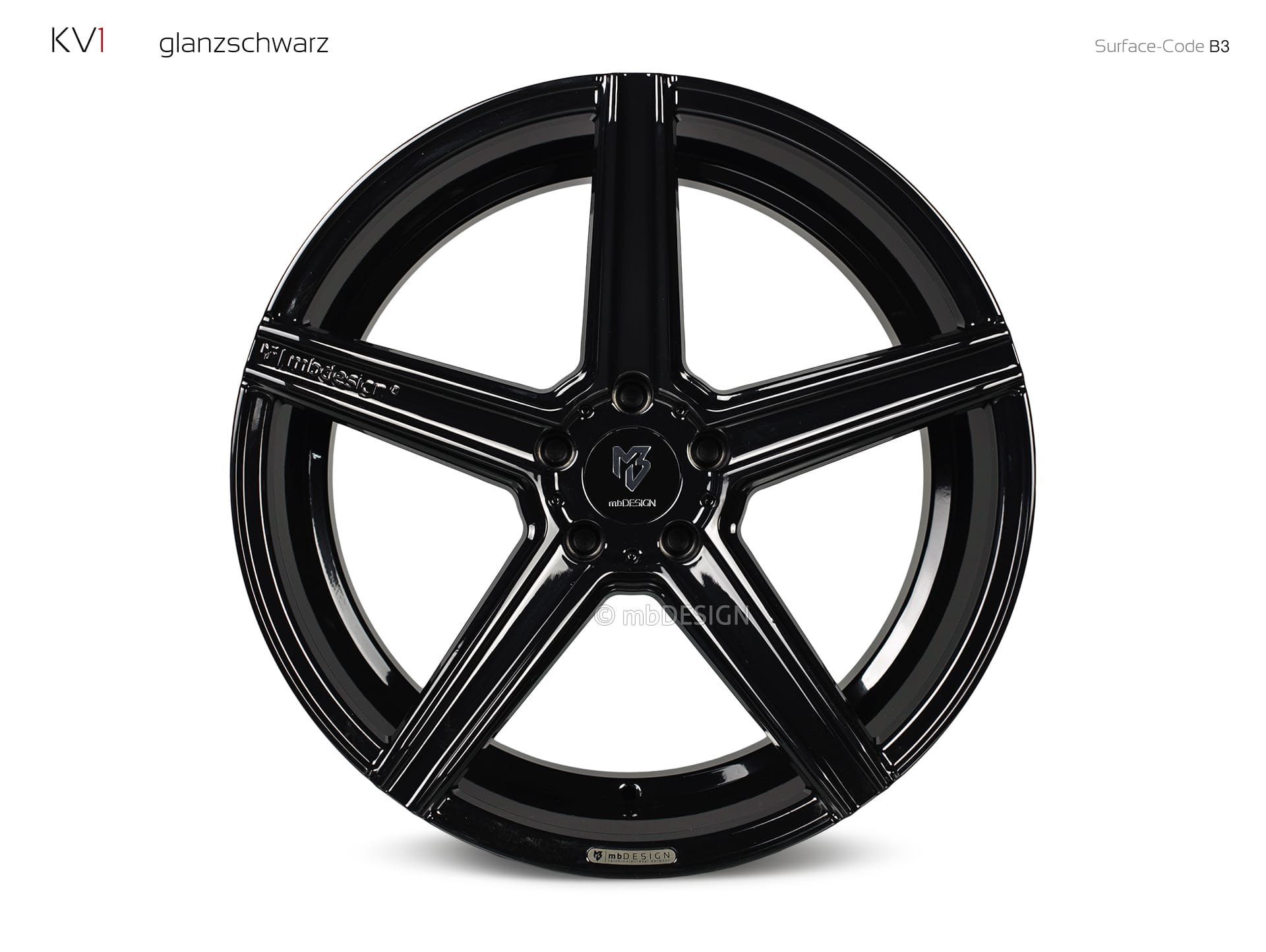 mbDESIGN KV1 forged wheel 10,5x20 stark konkaves Design (DC) in gloss black – view 0