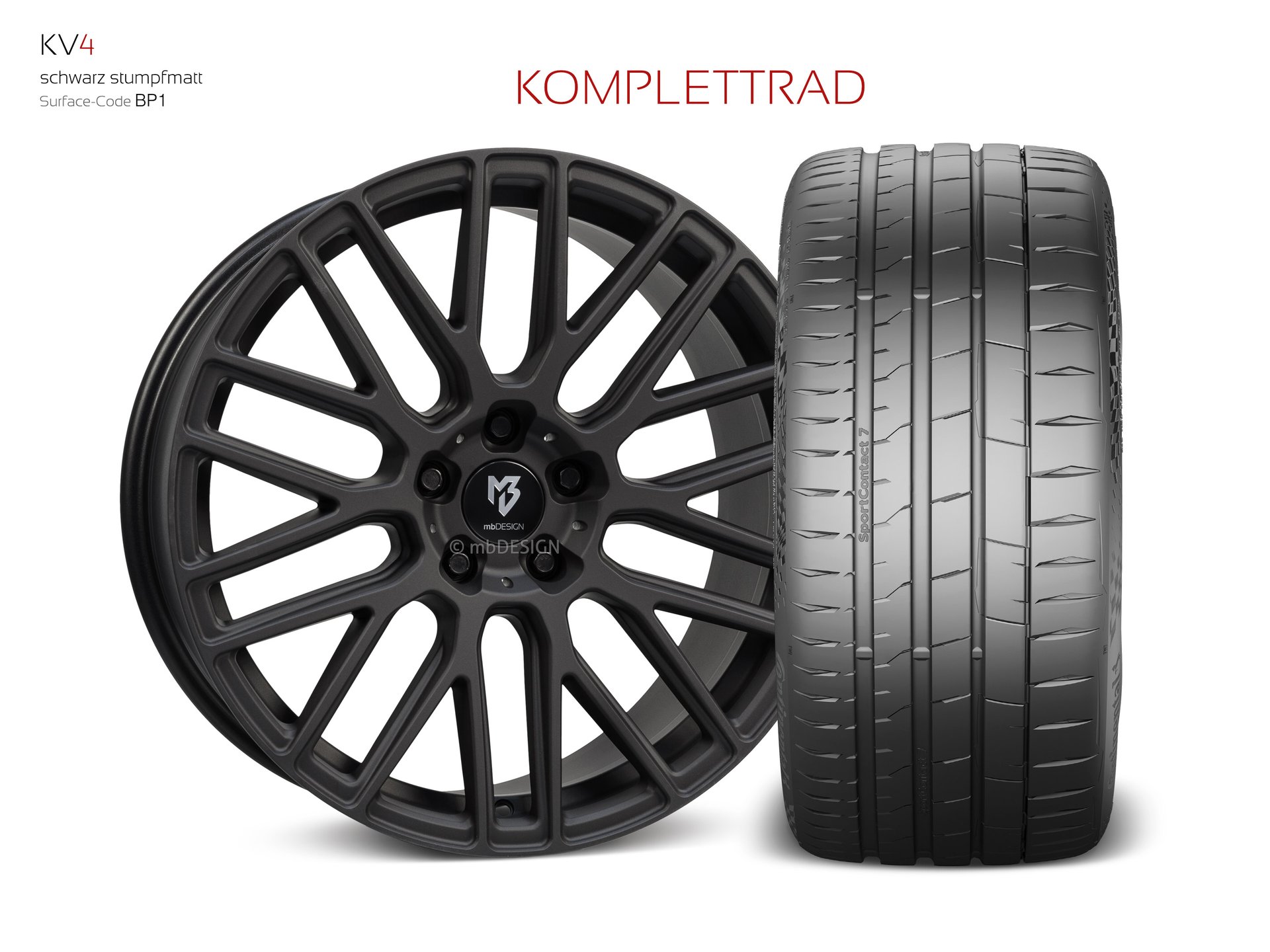 mbDESIGN KV4 forged wheel 9x20 in black flat matt – view 1