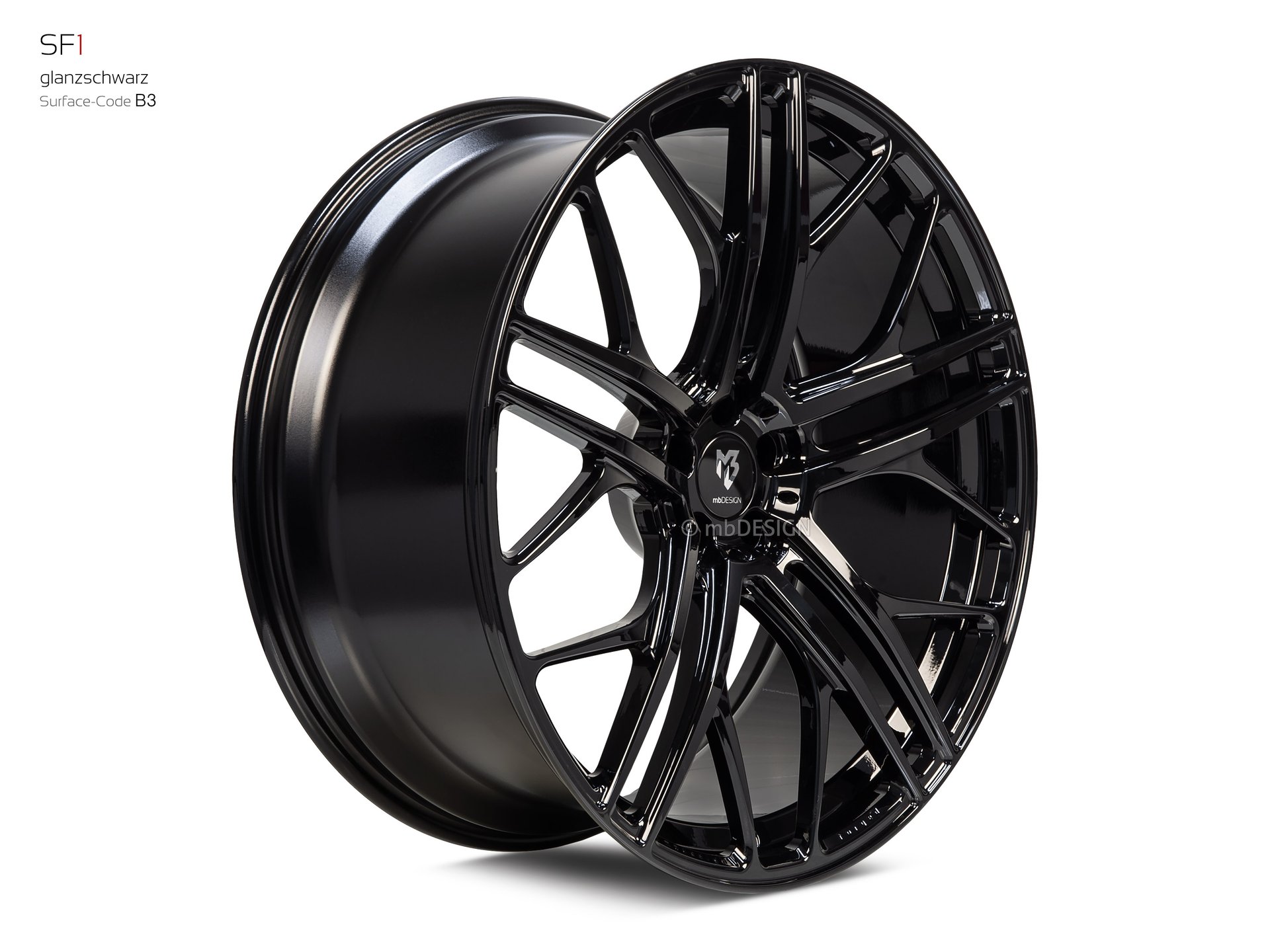 mbDESIGN SF1 forged wheel 10x24 konkaves Design in gloss black – view 2