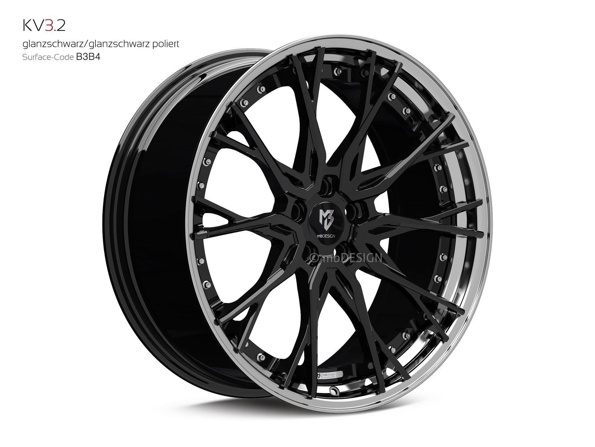 mbDESIGN KV3.2 Rad 10,5x21 stark konkaves Design (DC) in Glanzschwarz/Glanzschwarz poliert – Perspektive 2