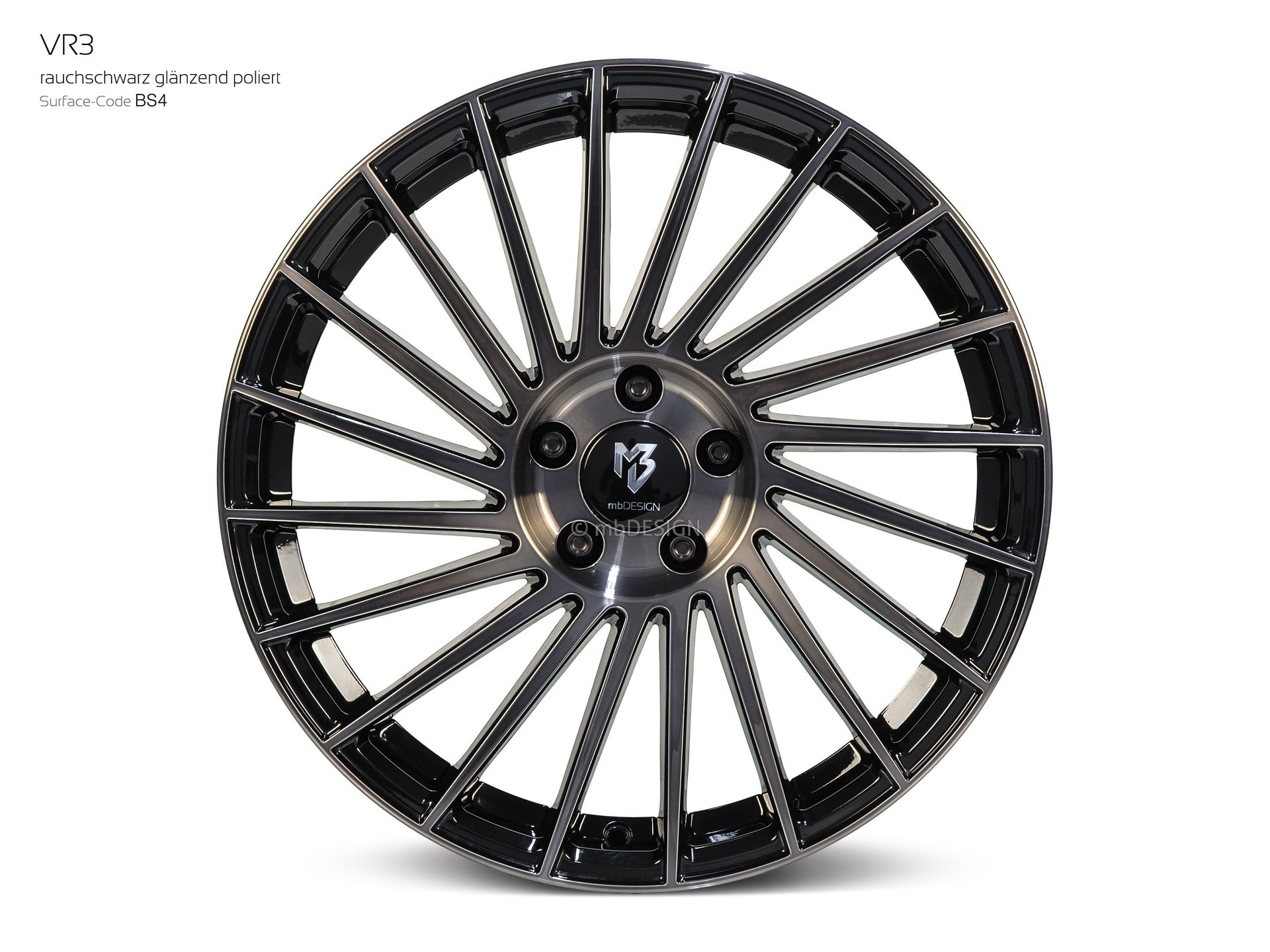 mbDESIGN VR3 Schmiederad 8,5x19 in Rauchschwarz glänzend poliert – Perspektive 0